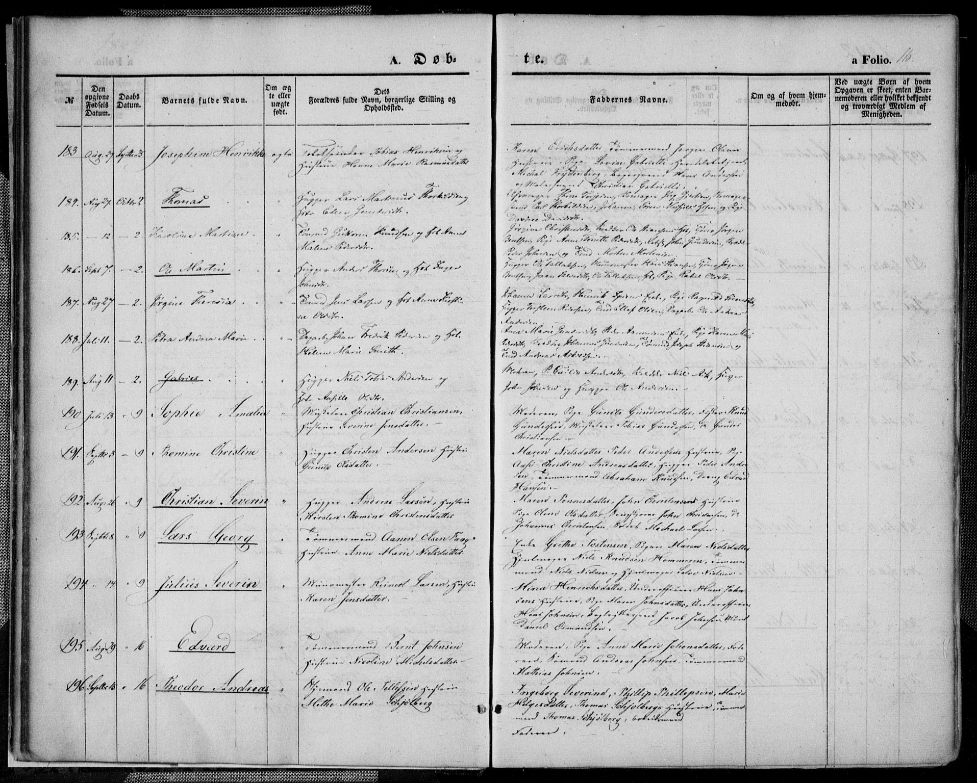 Kristiansand domprosti, AV/SAK-1112-0006/F/Fa/L0013: Parish register (official) no. A 13, 1842-1851, p. 16