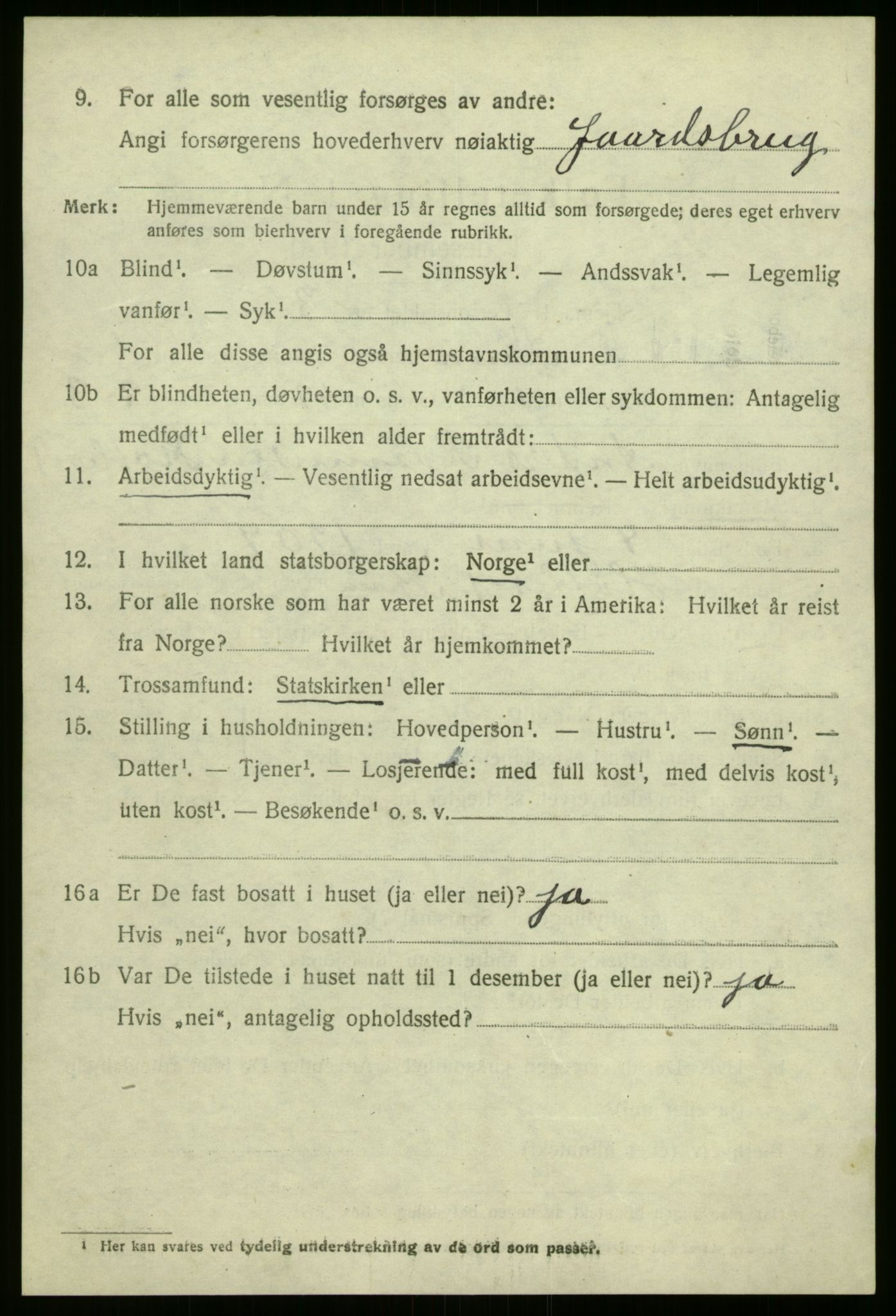 SAB, 1920 census for Kinn, 1920, p. 6996