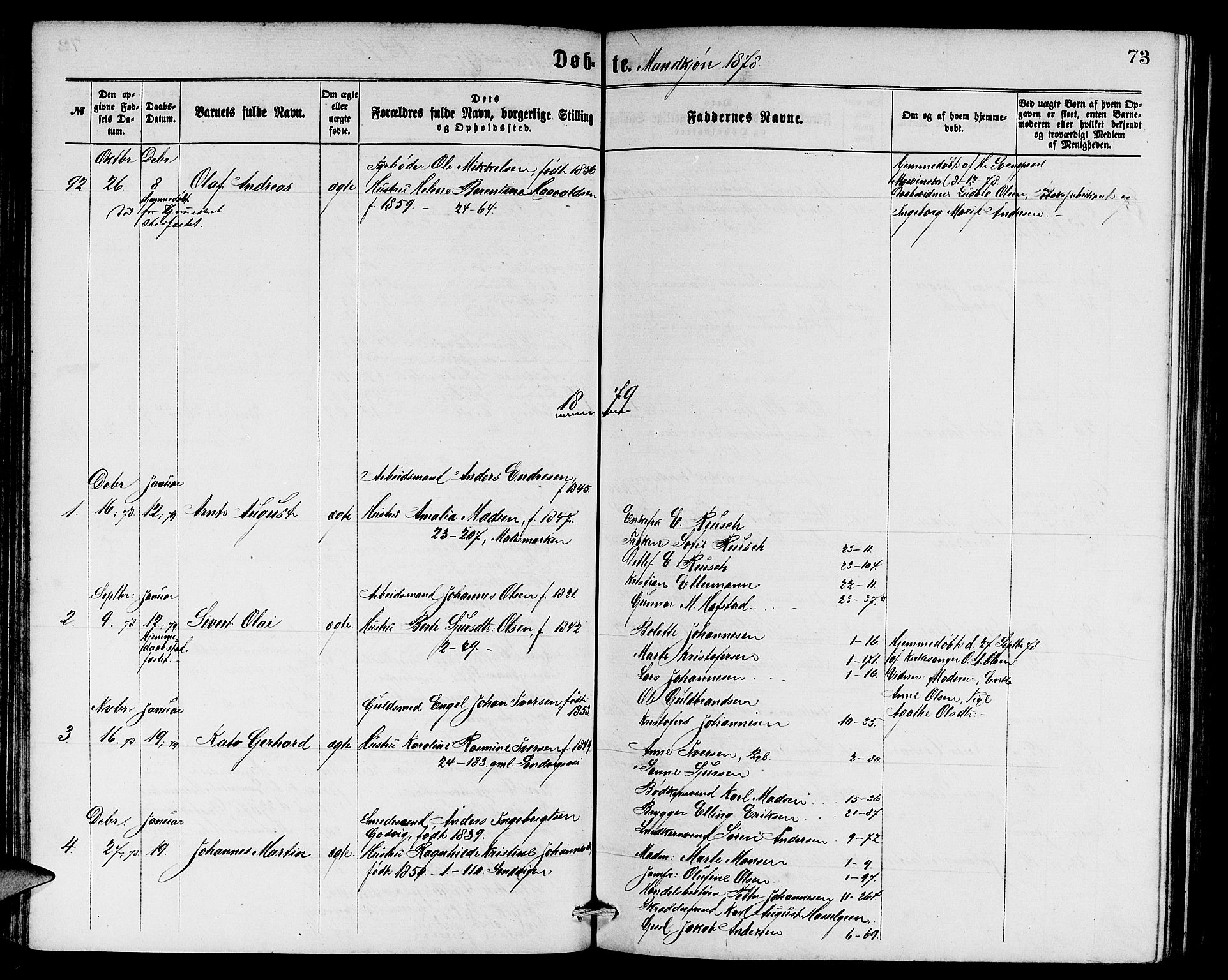 Sandviken Sokneprestembete, SAB/A-77601/H/Hb: Parish register (copy) no. A 1, 1867-1879, p. 73