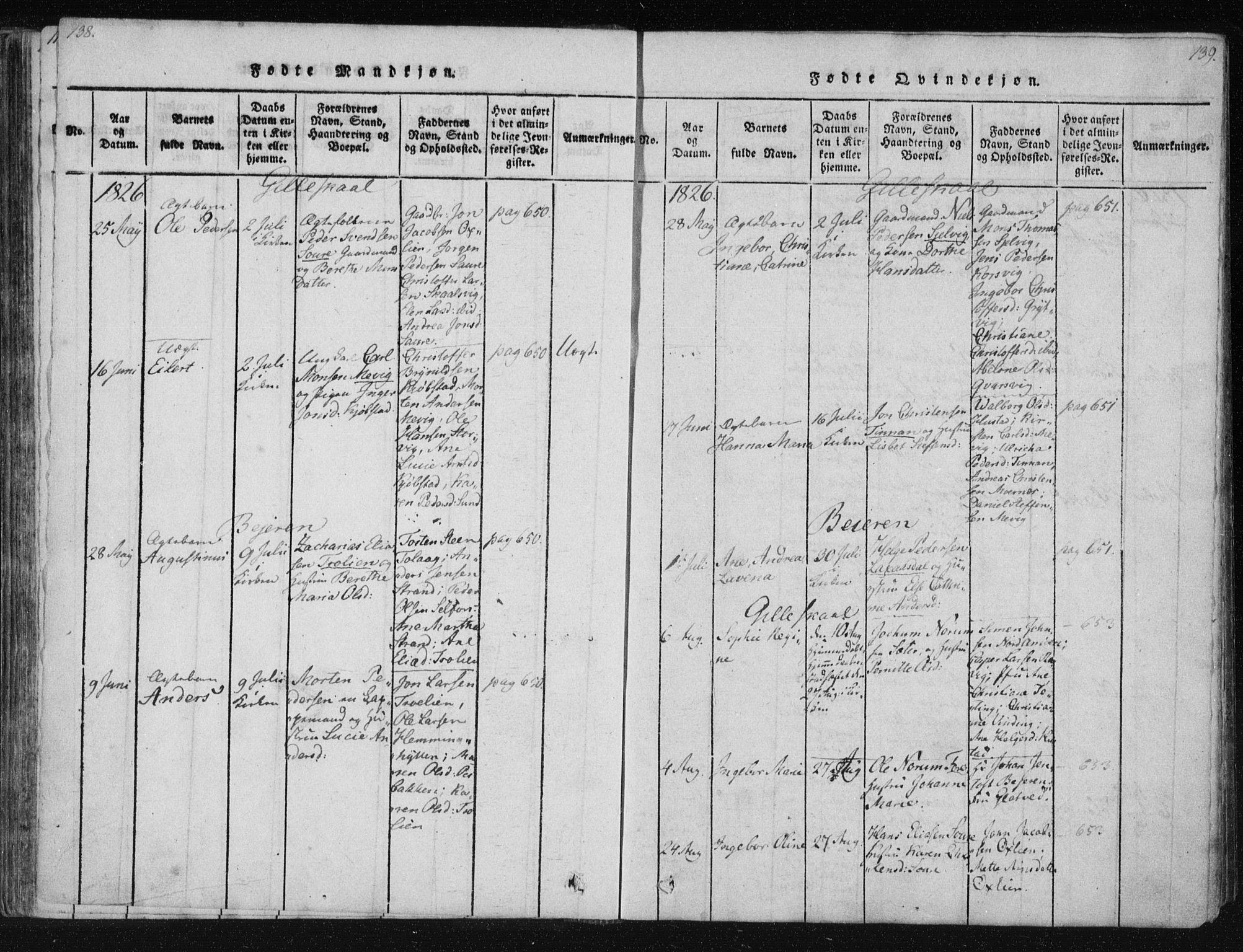 Ministerialprotokoller, klokkerbøker og fødselsregistre - Nordland, AV/SAT-A-1459/805/L0096: Parish register (official) no. 805A03, 1820-1837, p. 138-139
