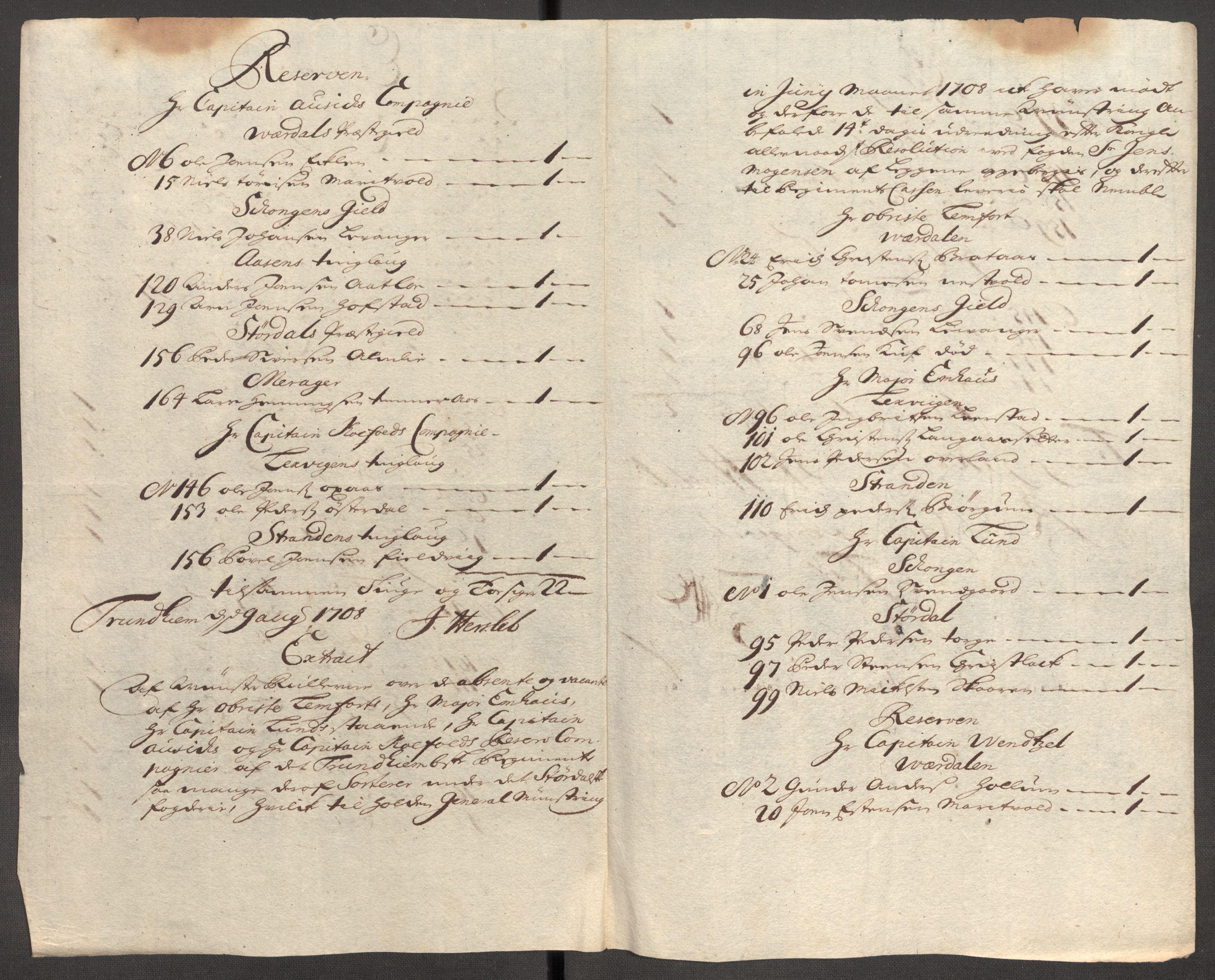 Rentekammeret inntil 1814, Reviderte regnskaper, Fogderegnskap, RA/EA-4092/R62/L4198: Fogderegnskap Stjørdal og Verdal, 1708, p. 199