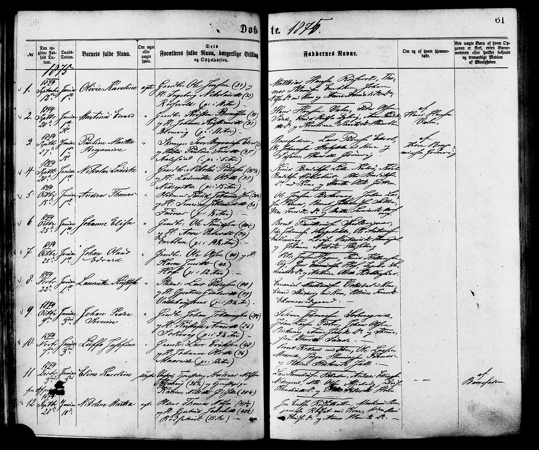 Ministerialprotokoller, klokkerbøker og fødselsregistre - Møre og Romsdal, AV/SAT-A-1454/528/L0400: Parish register (official) no. 528A11, 1871-1879, p. 61