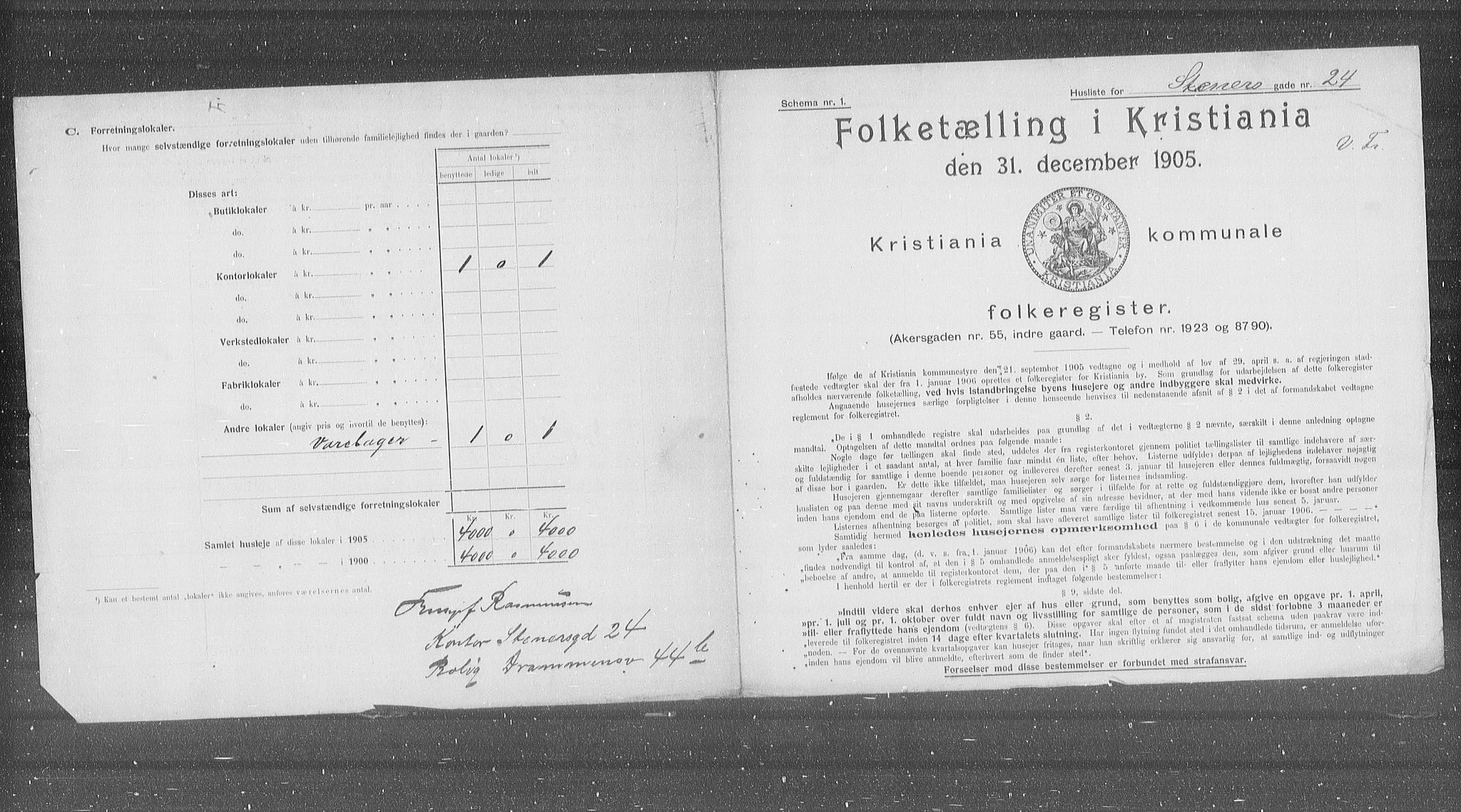 OBA, Municipal Census 1905 for Kristiania, 1905, p. 52195