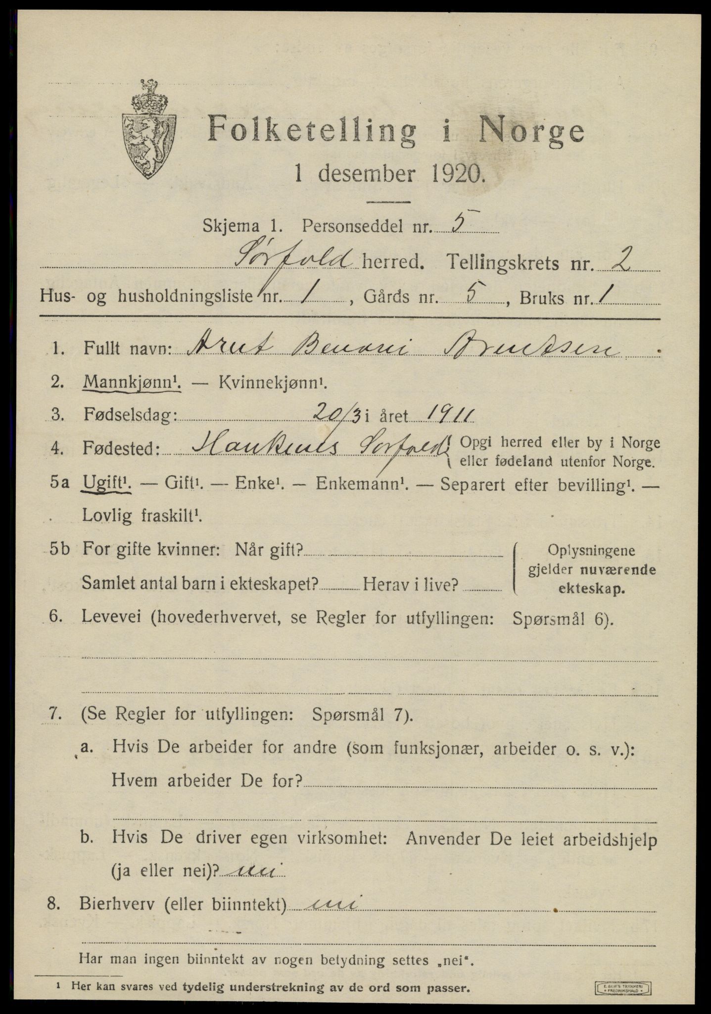 SAT, 1920 census for Sørfold, 1920, p. 1349