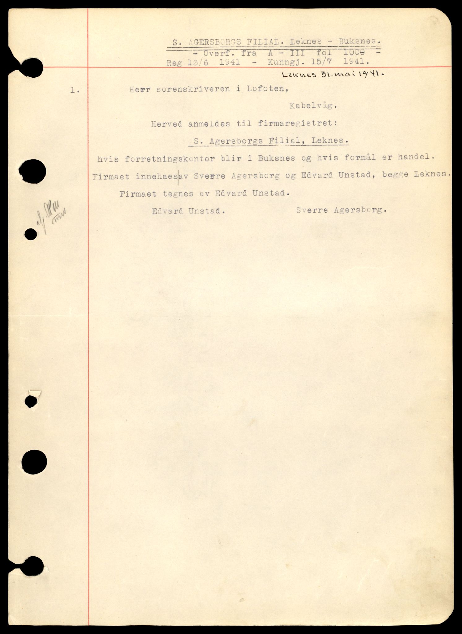 Lofoten sorenskriveri, SAT/A-0017/2/J/Jc/Jcb/L0001: Enkeltmannsforetak og aksjeselskap, 1944-1990, p. 3