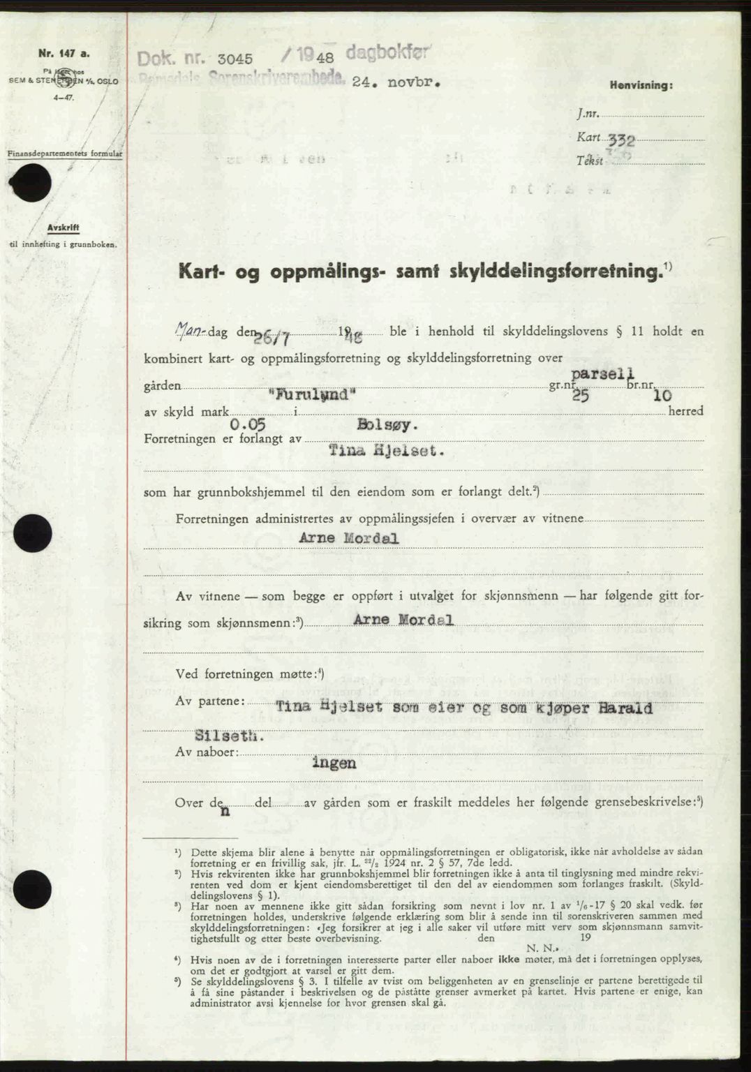 Romsdal sorenskriveri, AV/SAT-A-4149/1/2/2C: Mortgage book no. A27, 1948-1948, Diary no: : 3045/1948