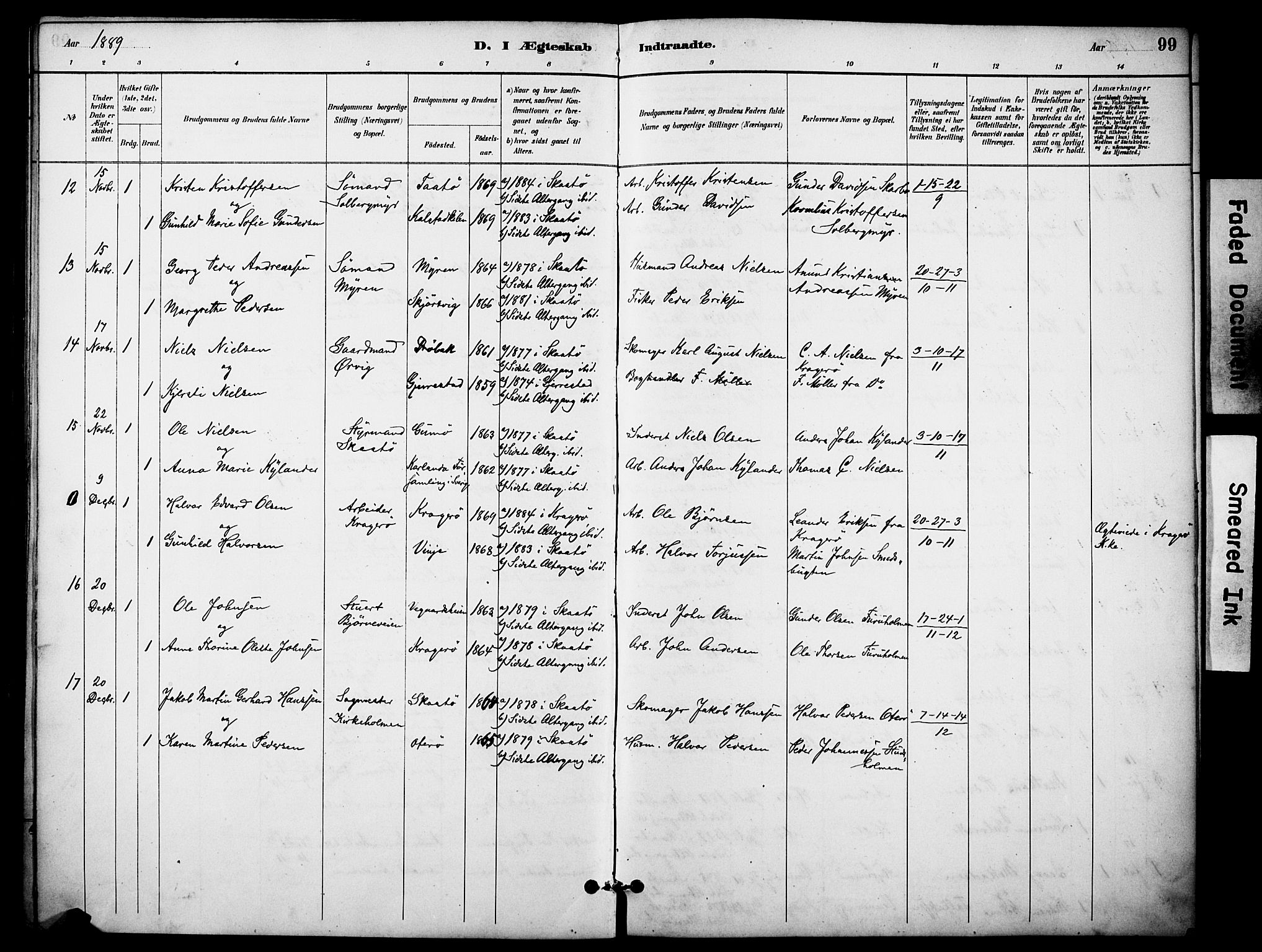 Skåtøy kirkebøker, SAKO/A-304/F/Fa/L0003: Parish register (official) no. I 3, 1884-1899, p. 99
