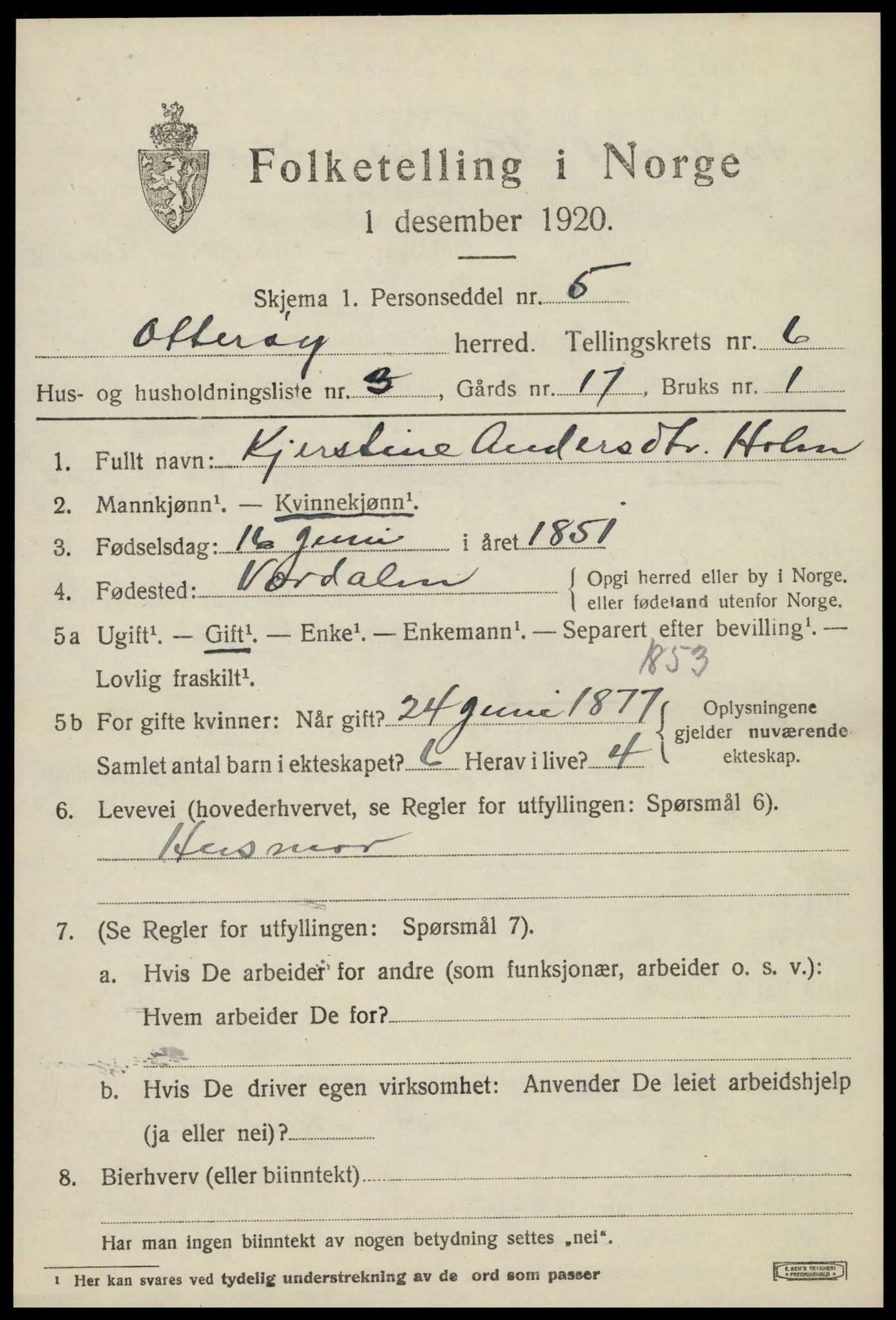 SAT, 1920 census for Otterøy, 1920, p. 2259