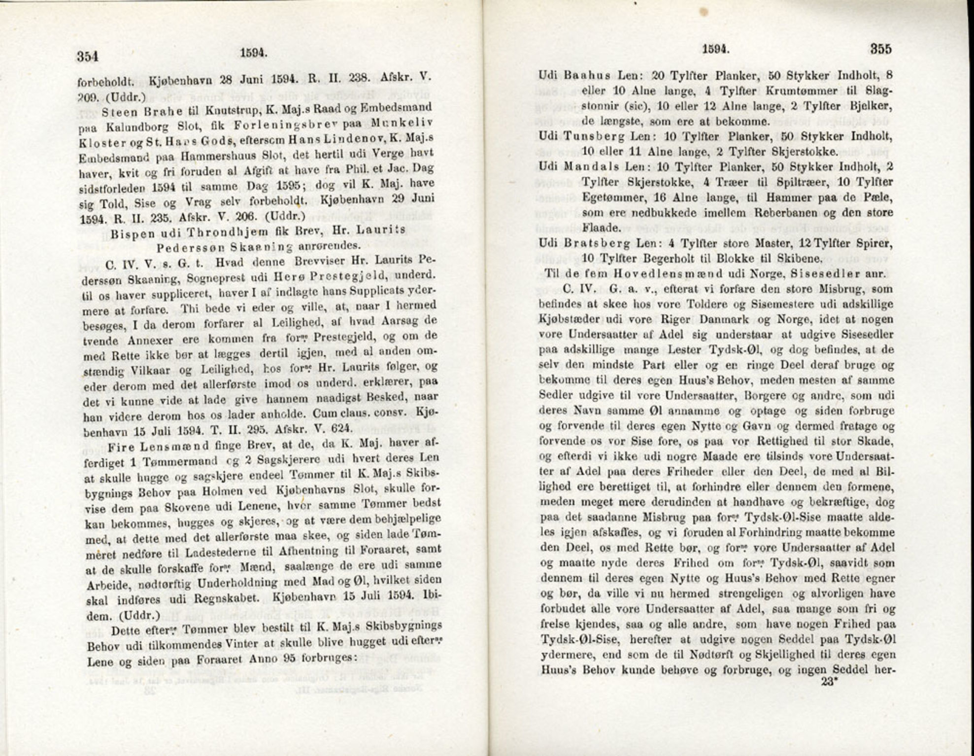 Publikasjoner utgitt av Det Norske Historiske Kildeskriftfond, PUBL/-/-/-: Norske Rigs-Registranter, bind 3, 1588-1602, p. 354-355