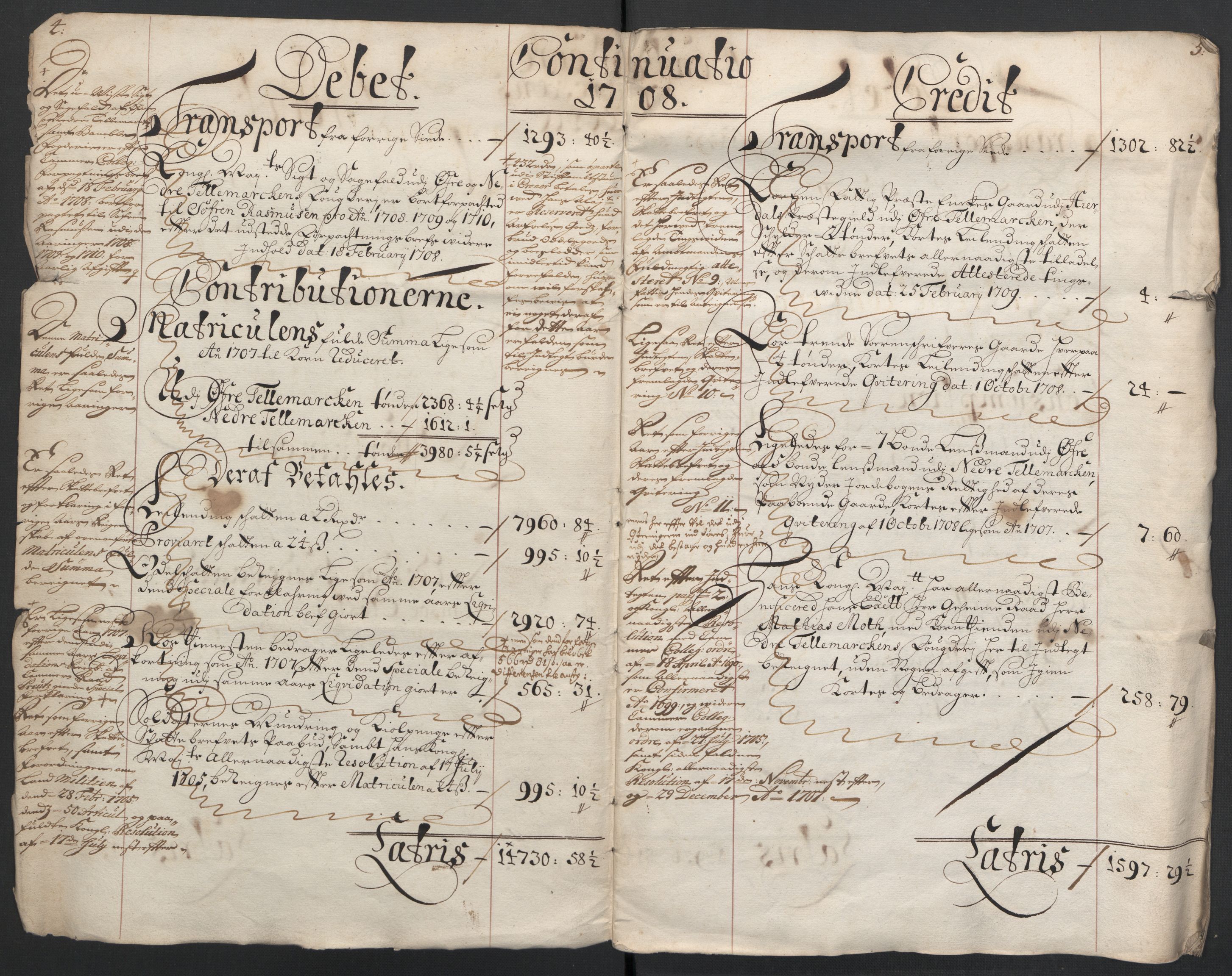 Rentekammeret inntil 1814, Reviderte regnskaper, Fogderegnskap, AV/RA-EA-4092/R36/L2118: Fogderegnskap Øvre og Nedre Telemark og Bamble, 1708-1709, p. 5