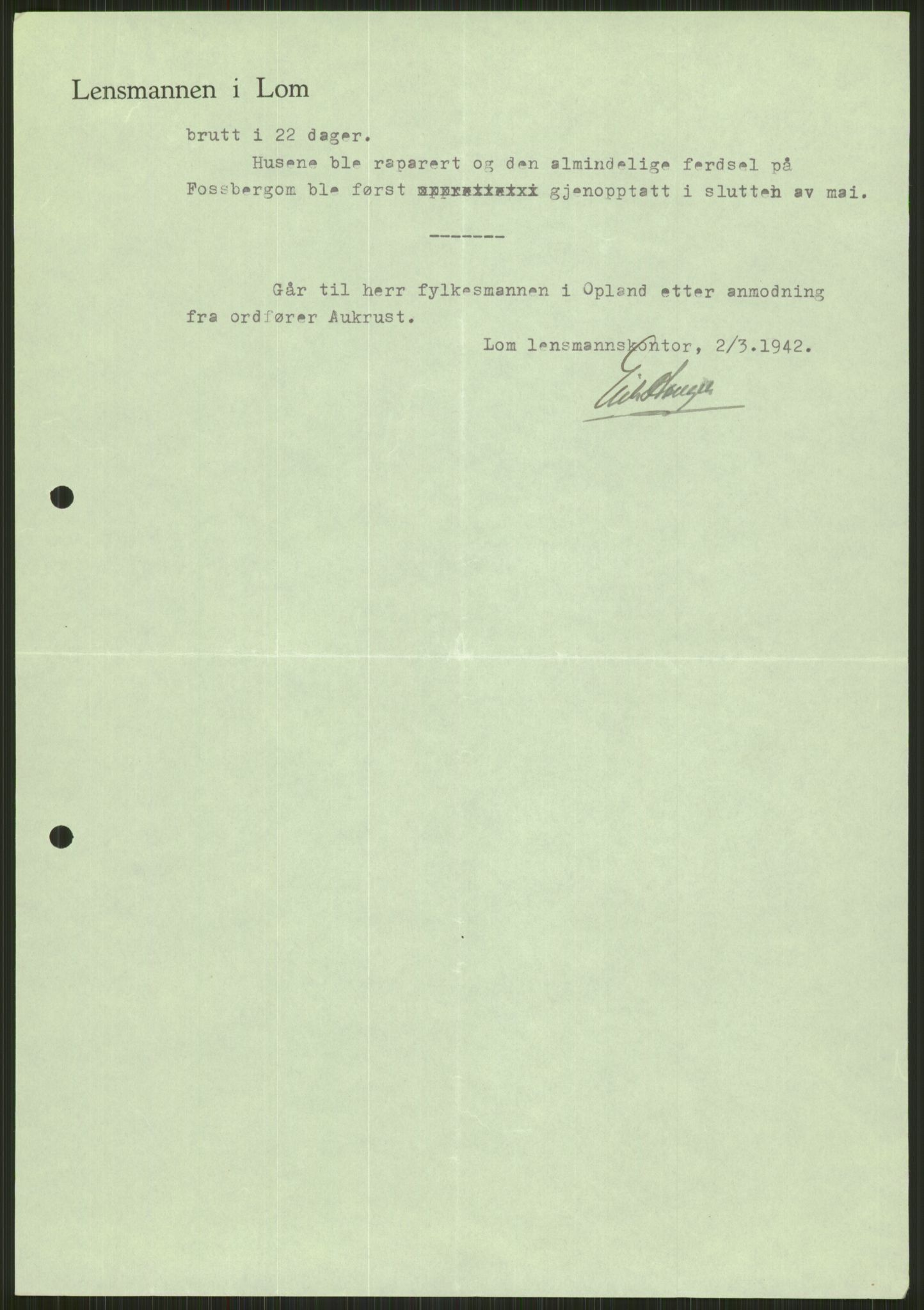 Forsvaret, Forsvarets krigshistoriske avdeling, AV/RA-RAFA-2017/Y/Ya/L0014: II-C-11-31 - Fylkesmenn.  Rapporter om krigsbegivenhetene 1940., 1940, p. 132