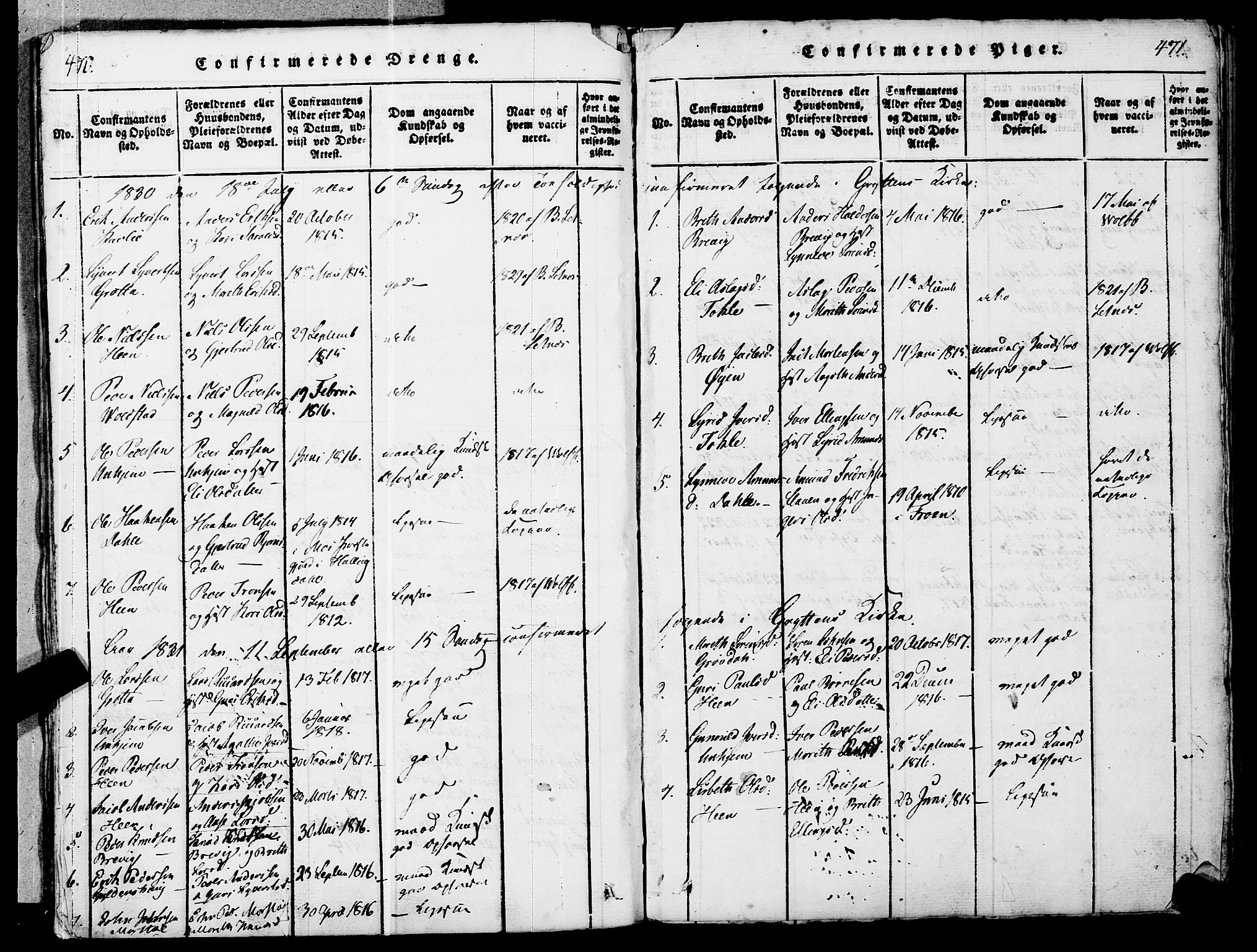 Ministerialprotokoller, klokkerbøker og fødselsregistre - Møre og Romsdal, SAT/A-1454/545/L0585: Parish register (official) no. 545A01, 1818-1853, p. 470-471