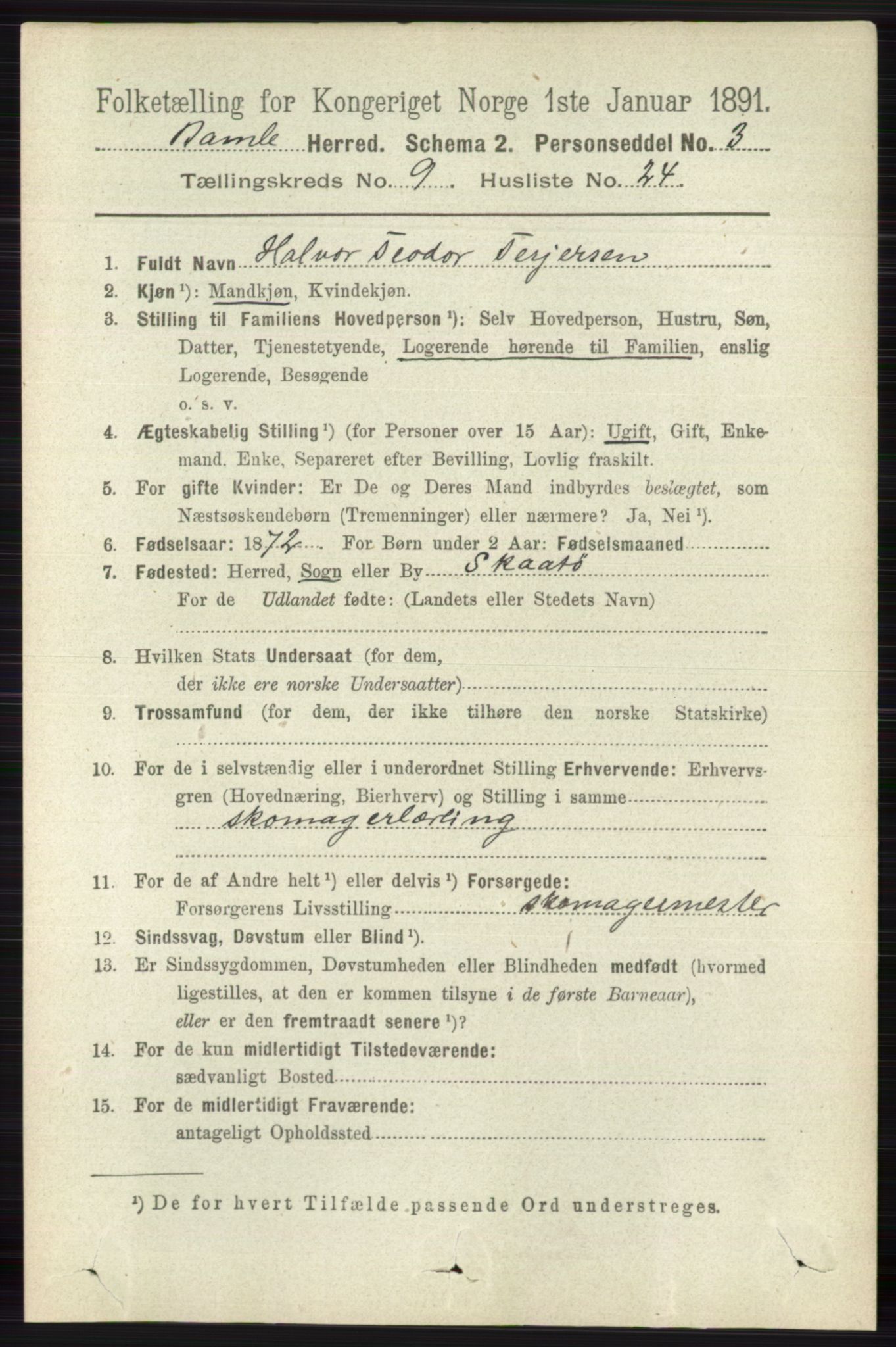 RA, 1891 census for 0814 Bamble, 1891, p. 4356