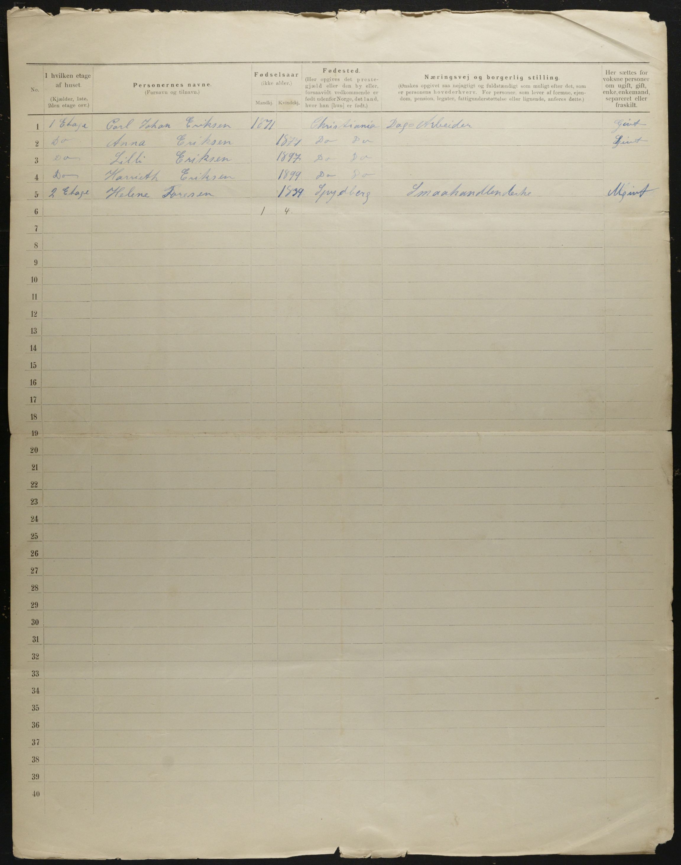 OBA, Municipal Census 1901 for Kristiania, 1901, p. 2449