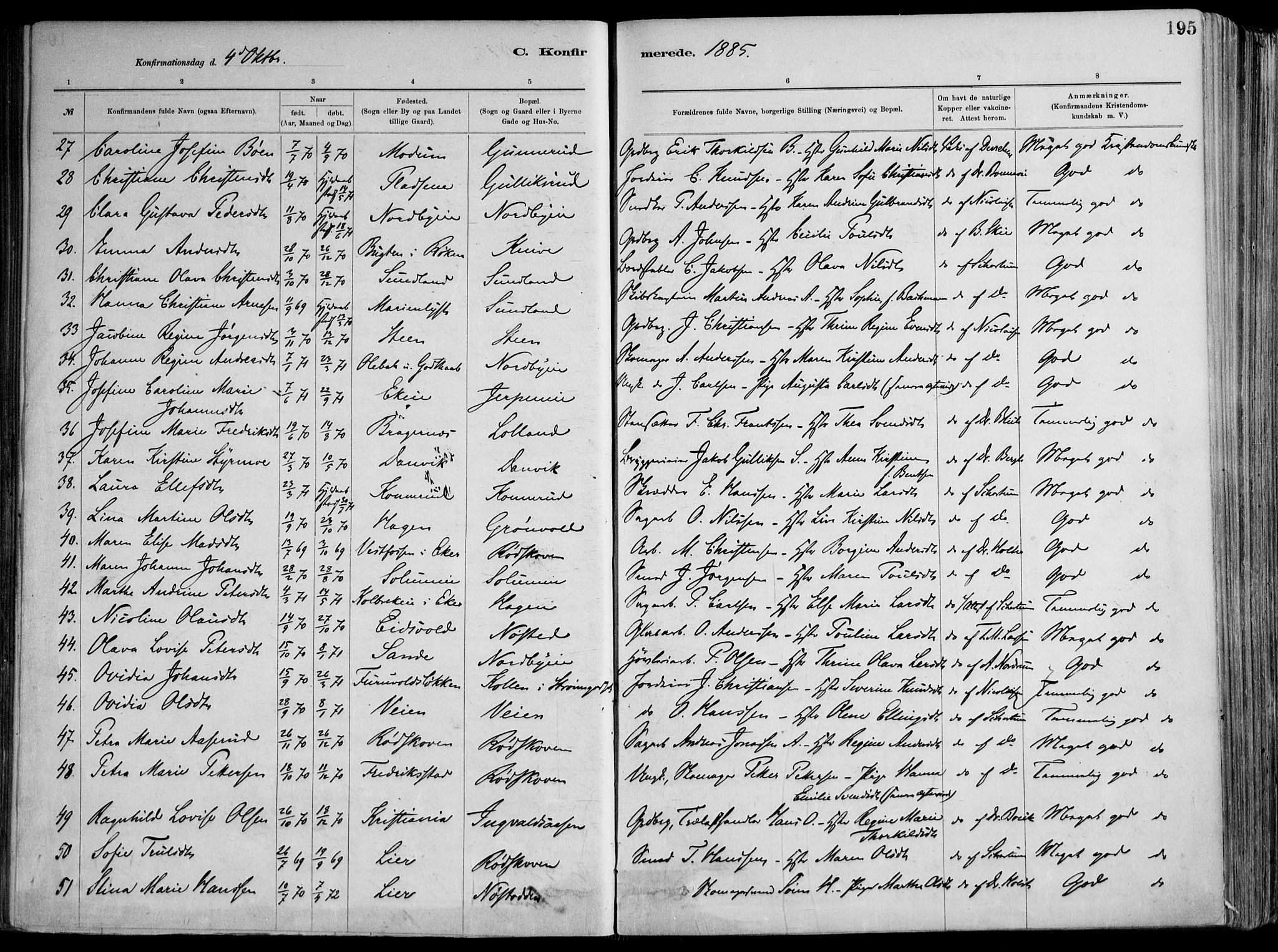 Skoger kirkebøker, AV/SAKO-A-59/F/Fa/L0006: Parish register (official) no. I 6, 1885-1910, p. 195