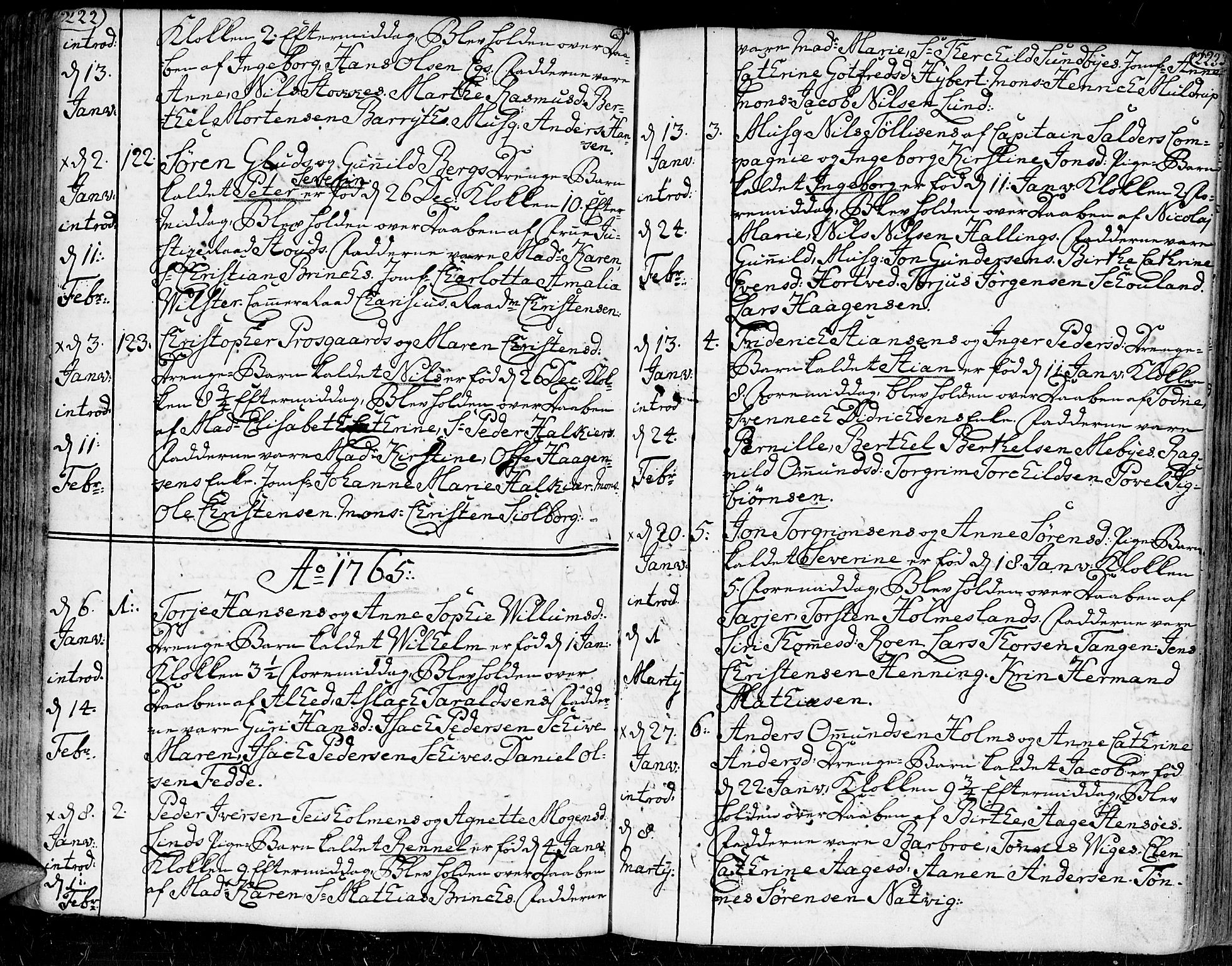 Kristiansand domprosti, SAK/1112-0006/F/Fa/L0002: Parish register (official) no. A 2, 1755-1778, p. 222-223