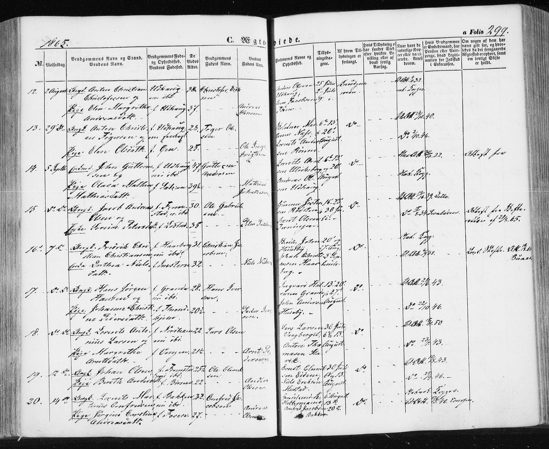 Ministerialprotokoller, klokkerbøker og fødselsregistre - Sør-Trøndelag, SAT/A-1456/659/L0737: Parish register (official) no. 659A07, 1857-1875, p. 299