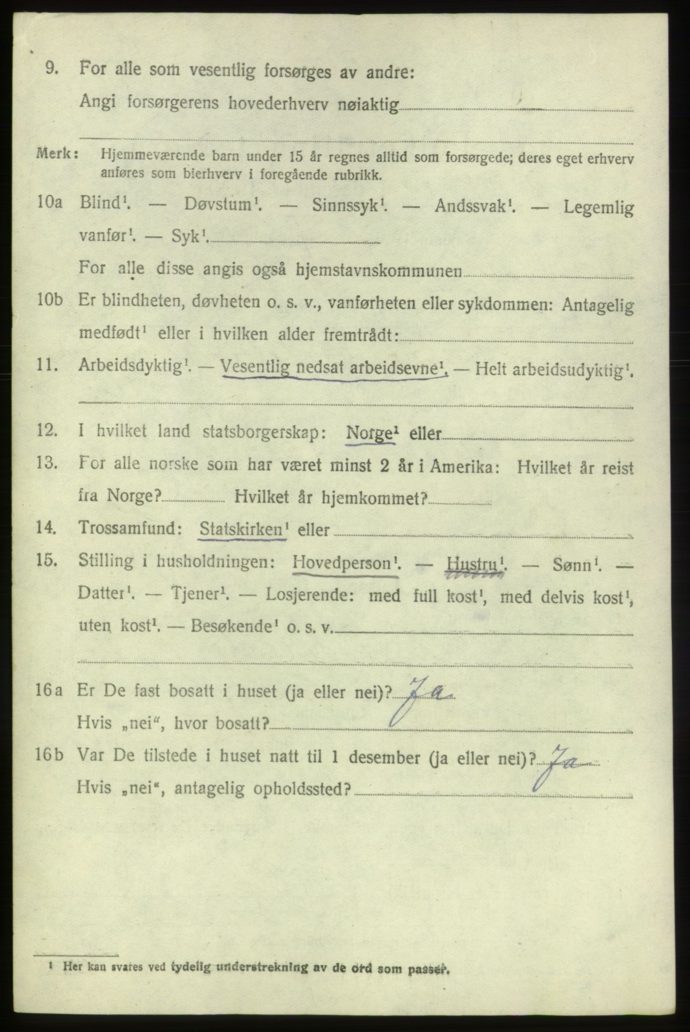 SAB, 1920 census for Bremnes, 1920, p. 1317