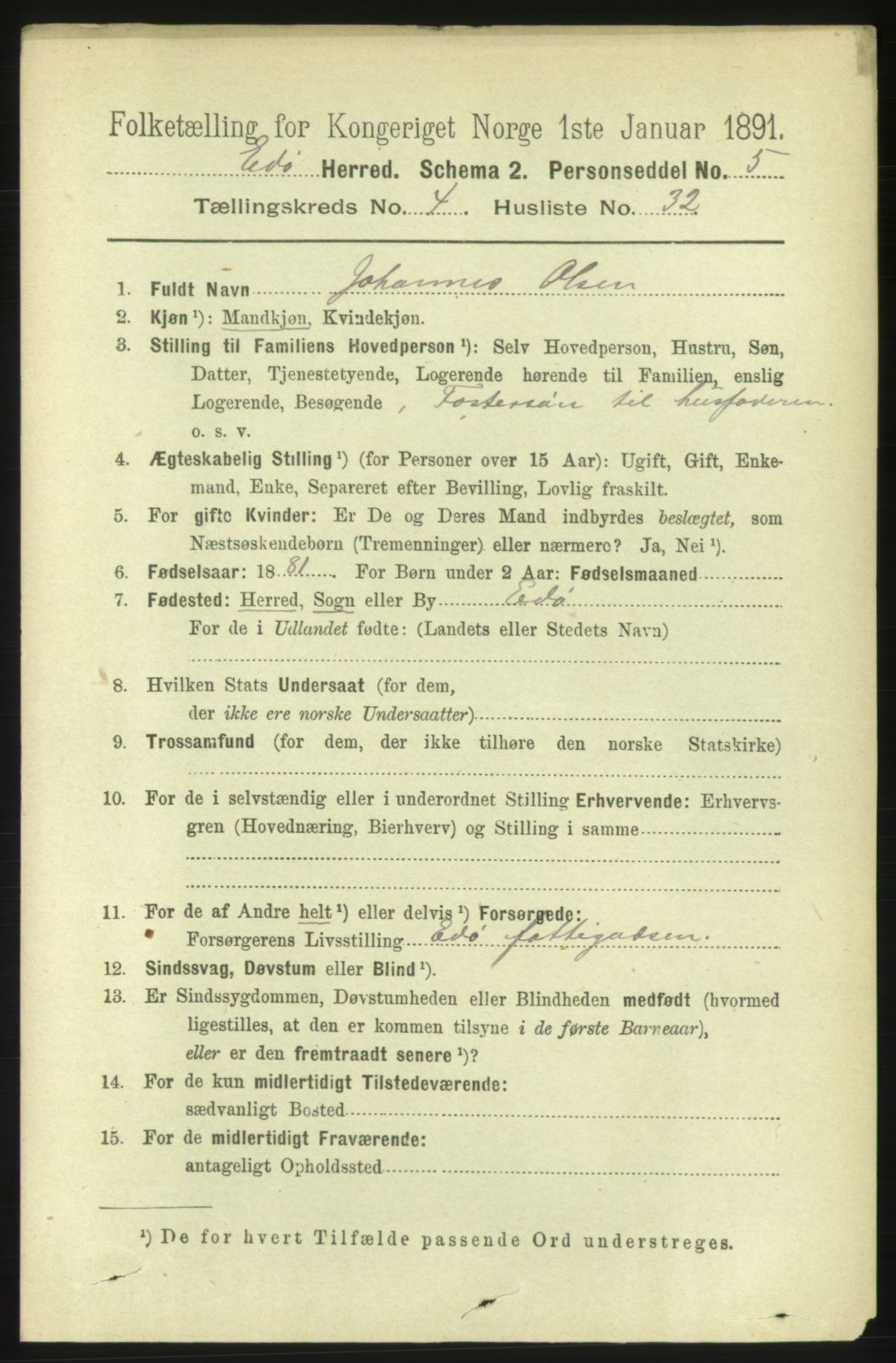 RA, 1891 census for 1573 Edøy, 1891, p. 1171