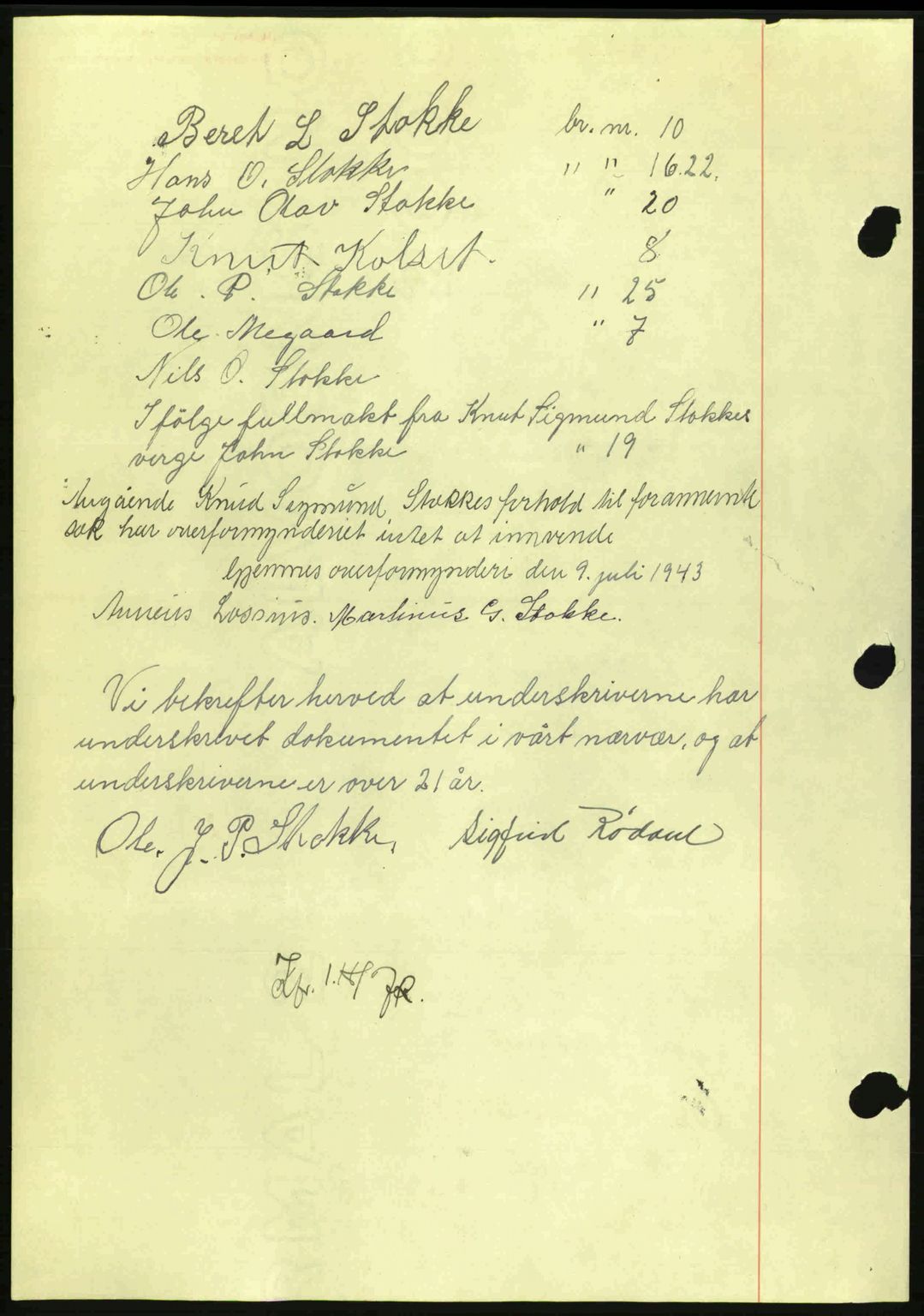 Nordmøre sorenskriveri, AV/SAT-A-4132/1/2/2Ca: Mortgage book no. A95, 1943-1943, Diary no: : 1657/1943