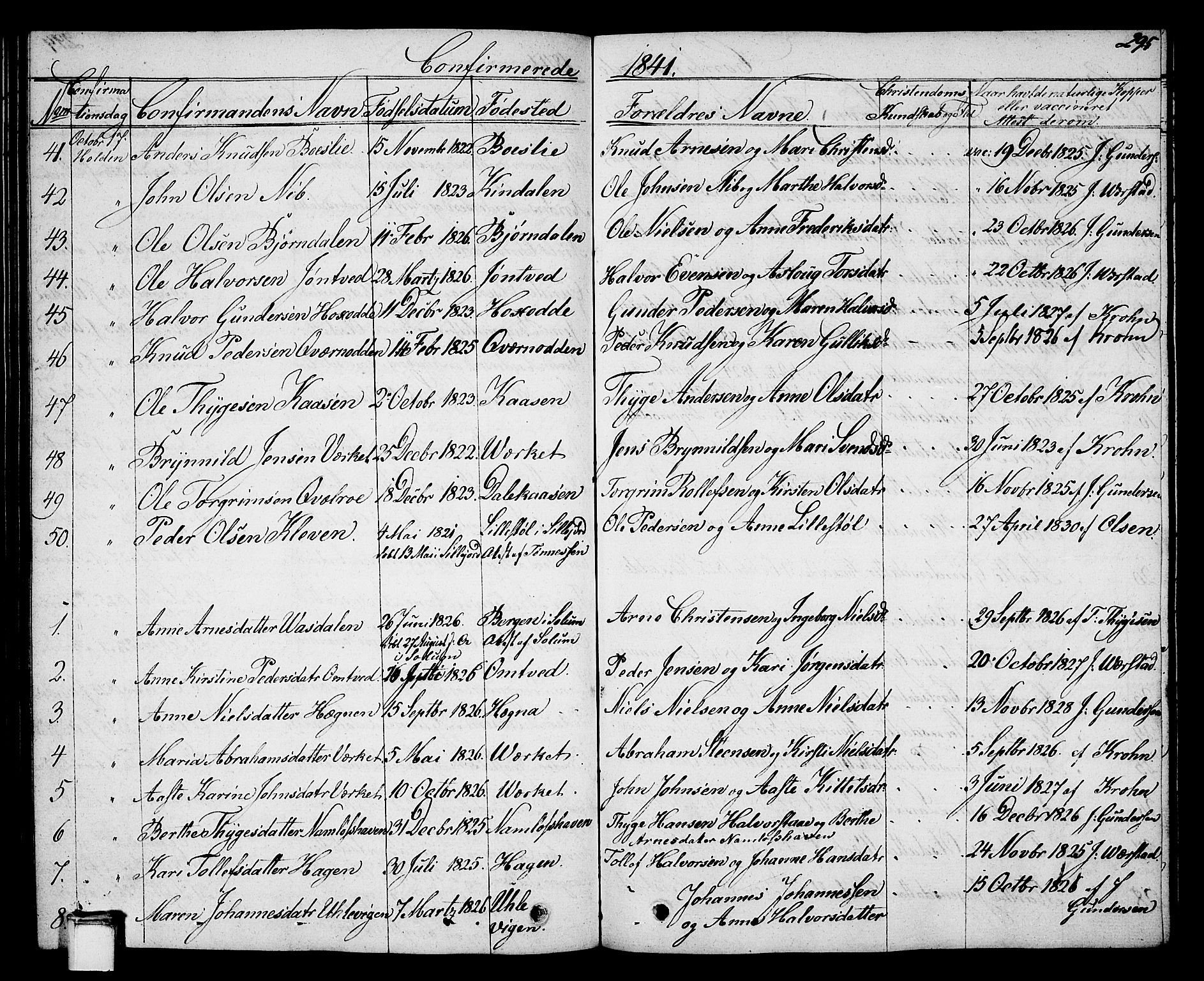 Holla kirkebøker, AV/SAKO-A-272/G/Ga/L0002: Parish register (copy) no. I 2, 1830-1848, p. 295