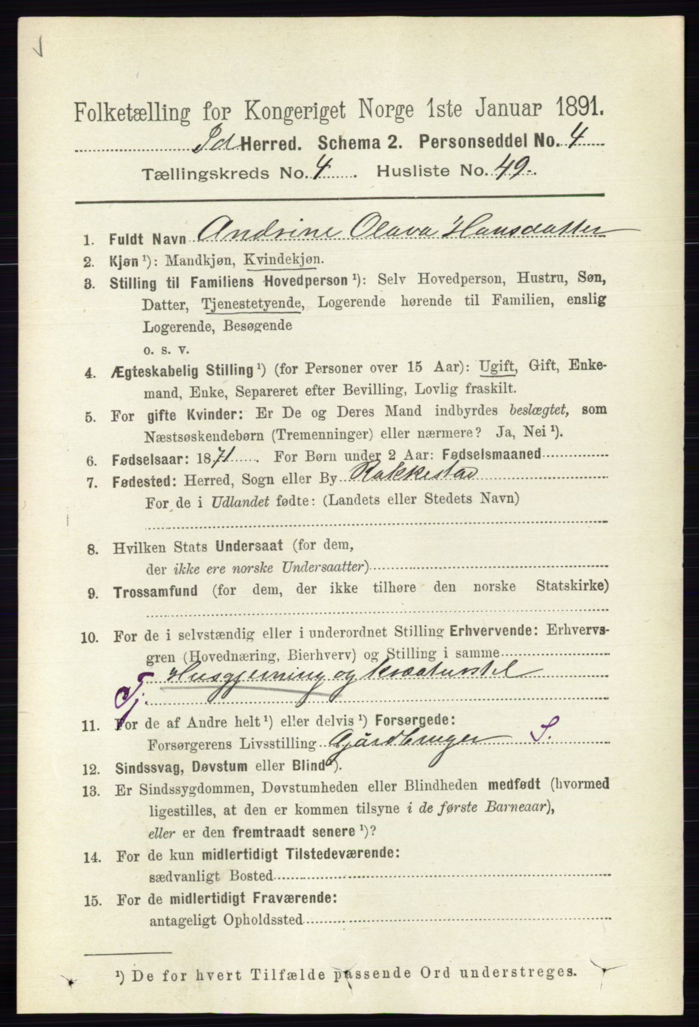 RA, 1891 census for 0117 Idd, 1891, p. 3158