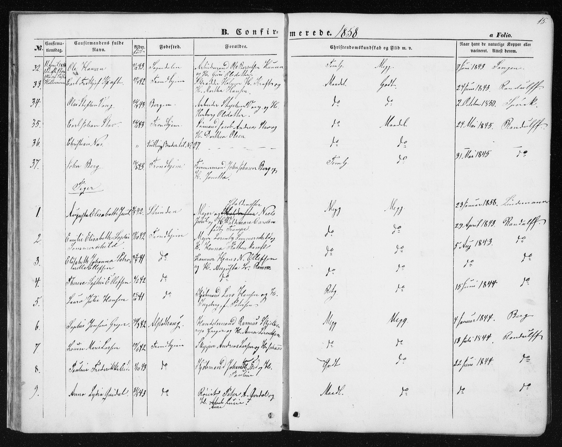 Ministerialprotokoller, klokkerbøker og fødselsregistre - Sør-Trøndelag, AV/SAT-A-1456/602/L0114: Parish register (official) no. 602A12, 1856-1872, p. 15