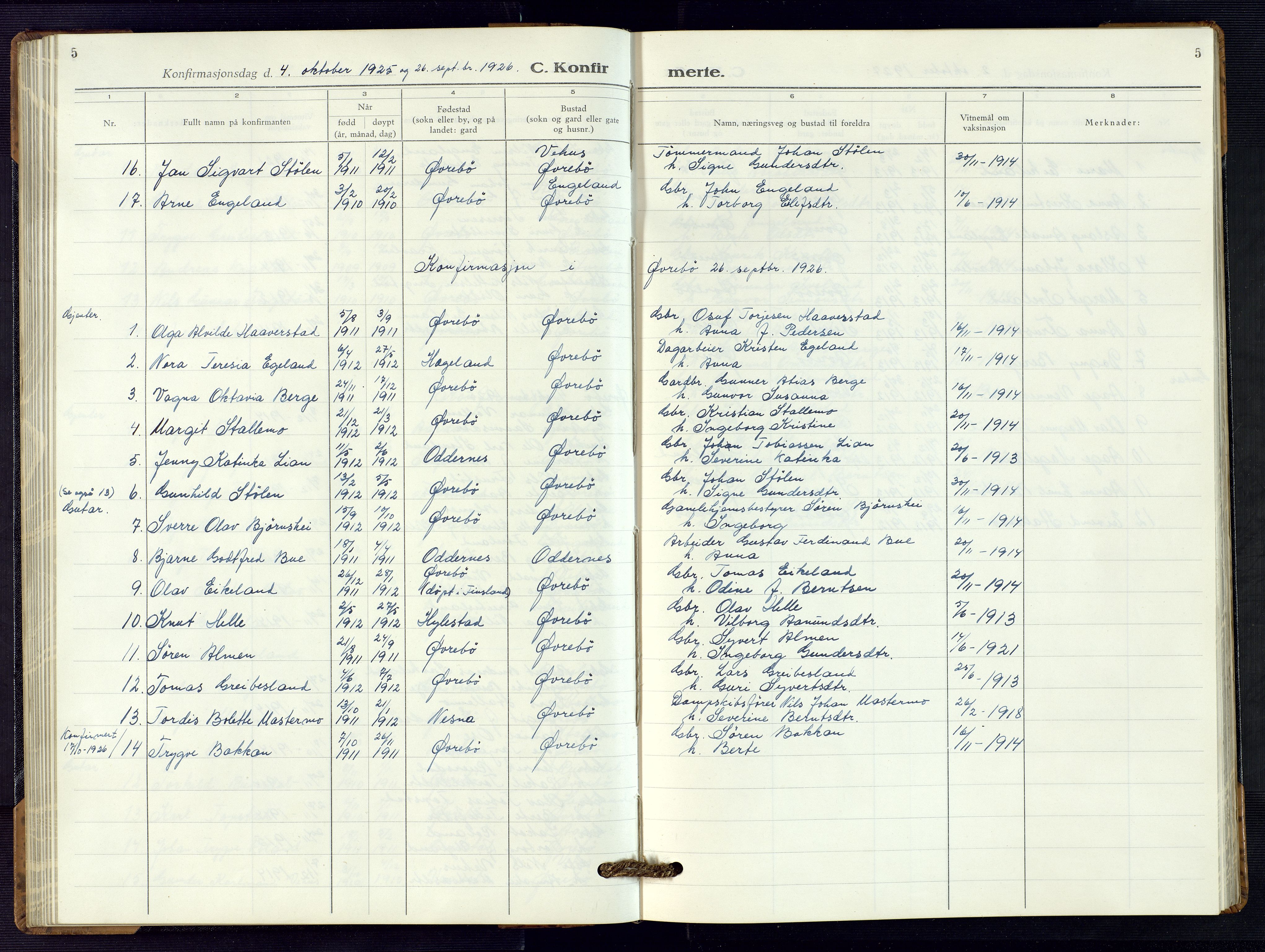 Vennesla sokneprestkontor, AV/SAK-1111-0045/Fb/Fbc/L0004: Parish register (copy) no. B 4, 1921-1972, p. 5