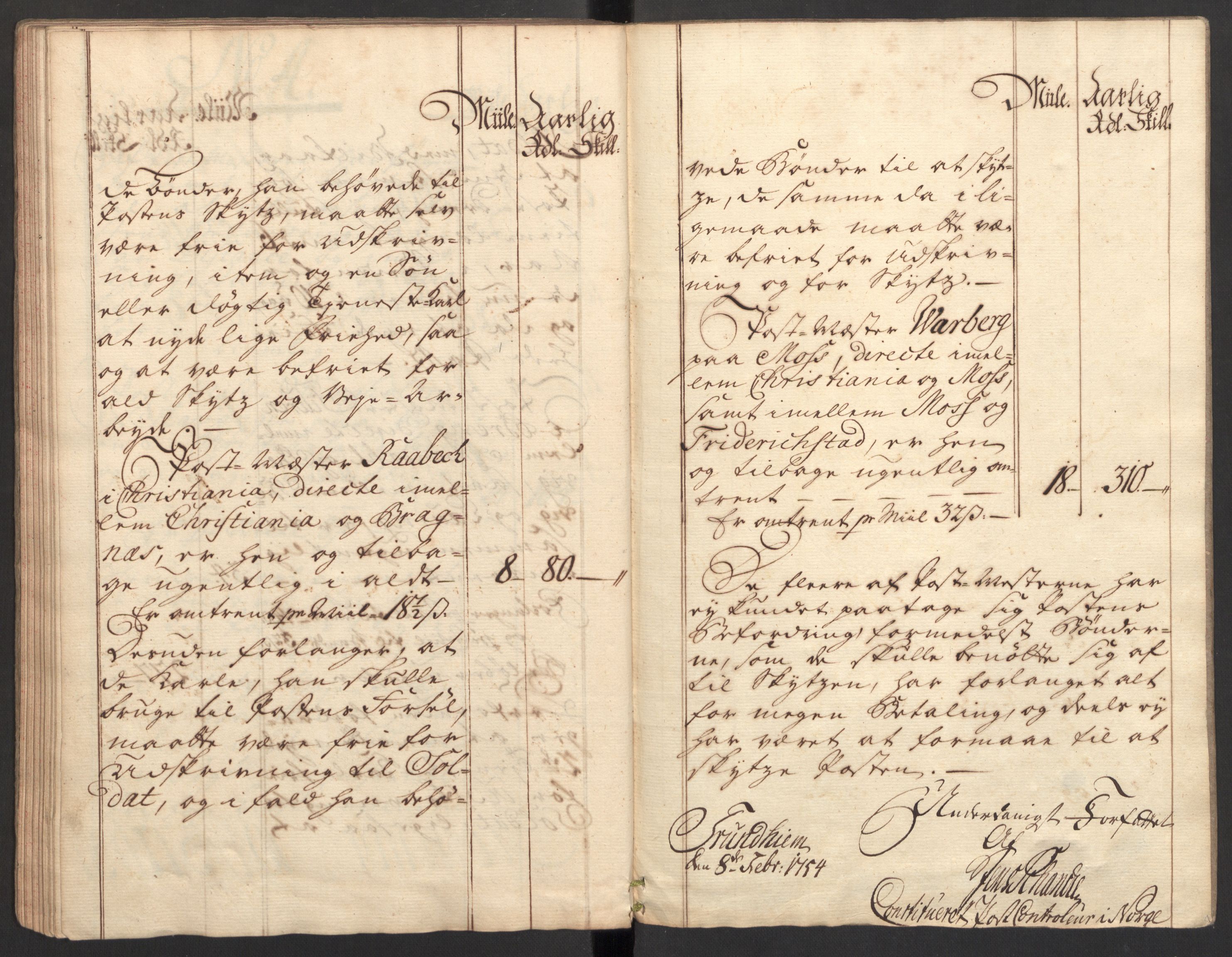 Generalpostdireksjonen 1719-1814, RA/EA-3108/E/L0025: Fortegnelse og forklaringer om postturene i Norge, 1752-1754, p. 52