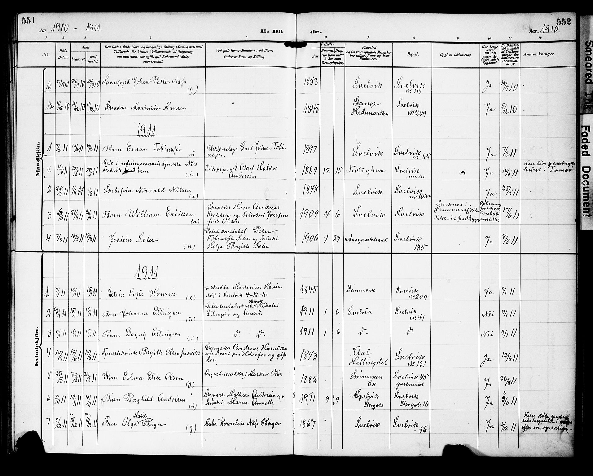 Strømm kirkebøker, AV/SAKO-A-322/G/Gb/L0002: Parish register (copy) no. II 2, 1897-1928, p. 551-552