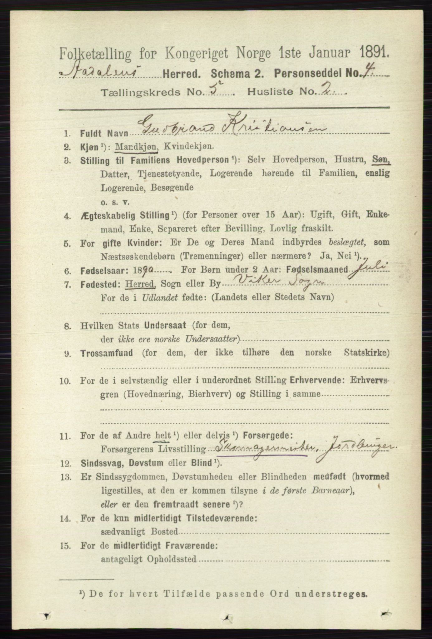 RA, 1891 census for 0614 Ådal, 1891, p. 2022