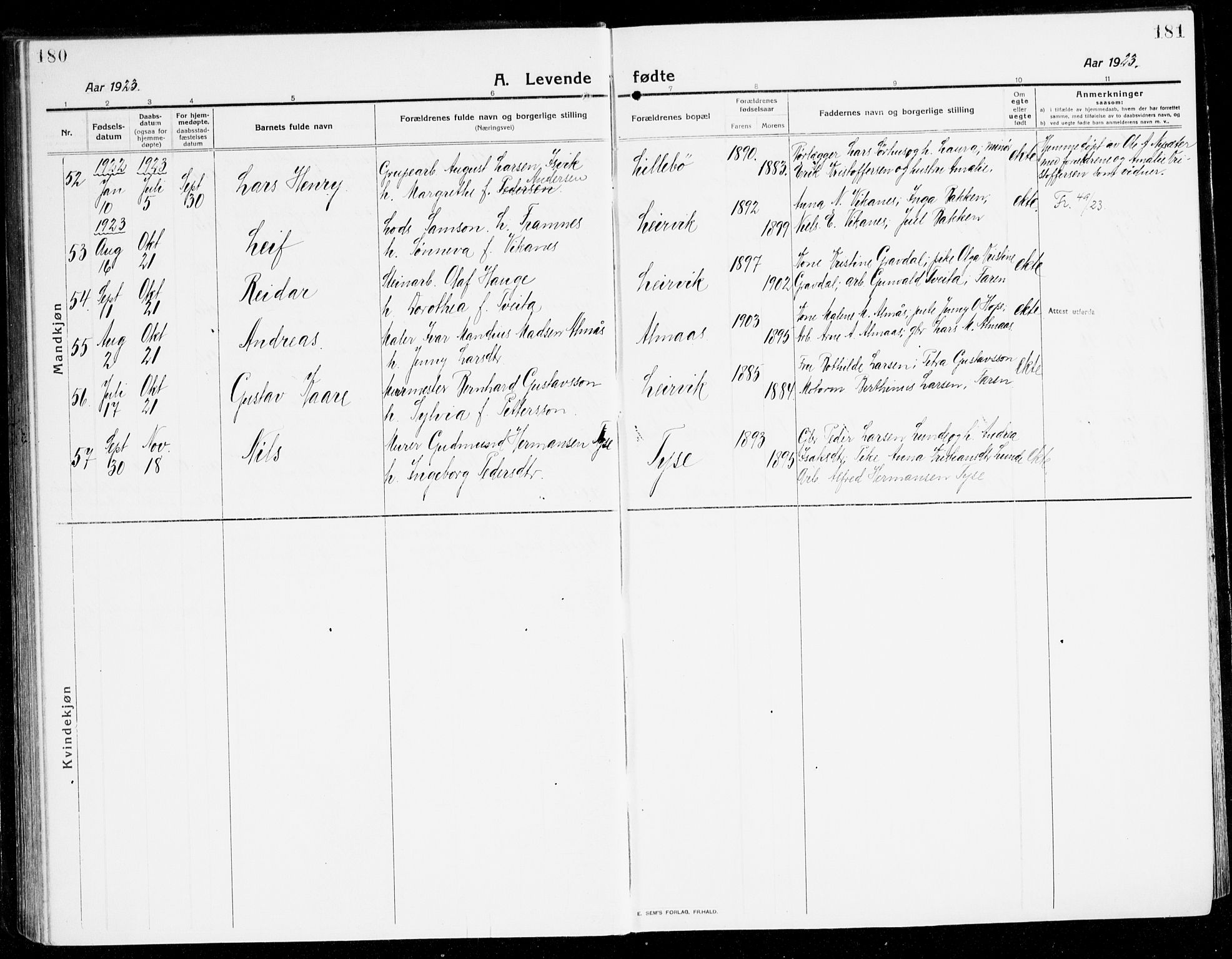 Stord sokneprestembete, SAB/A-78201/H/Haa: Parish register (official) no. B 3, 1913-1925, p. 180-181