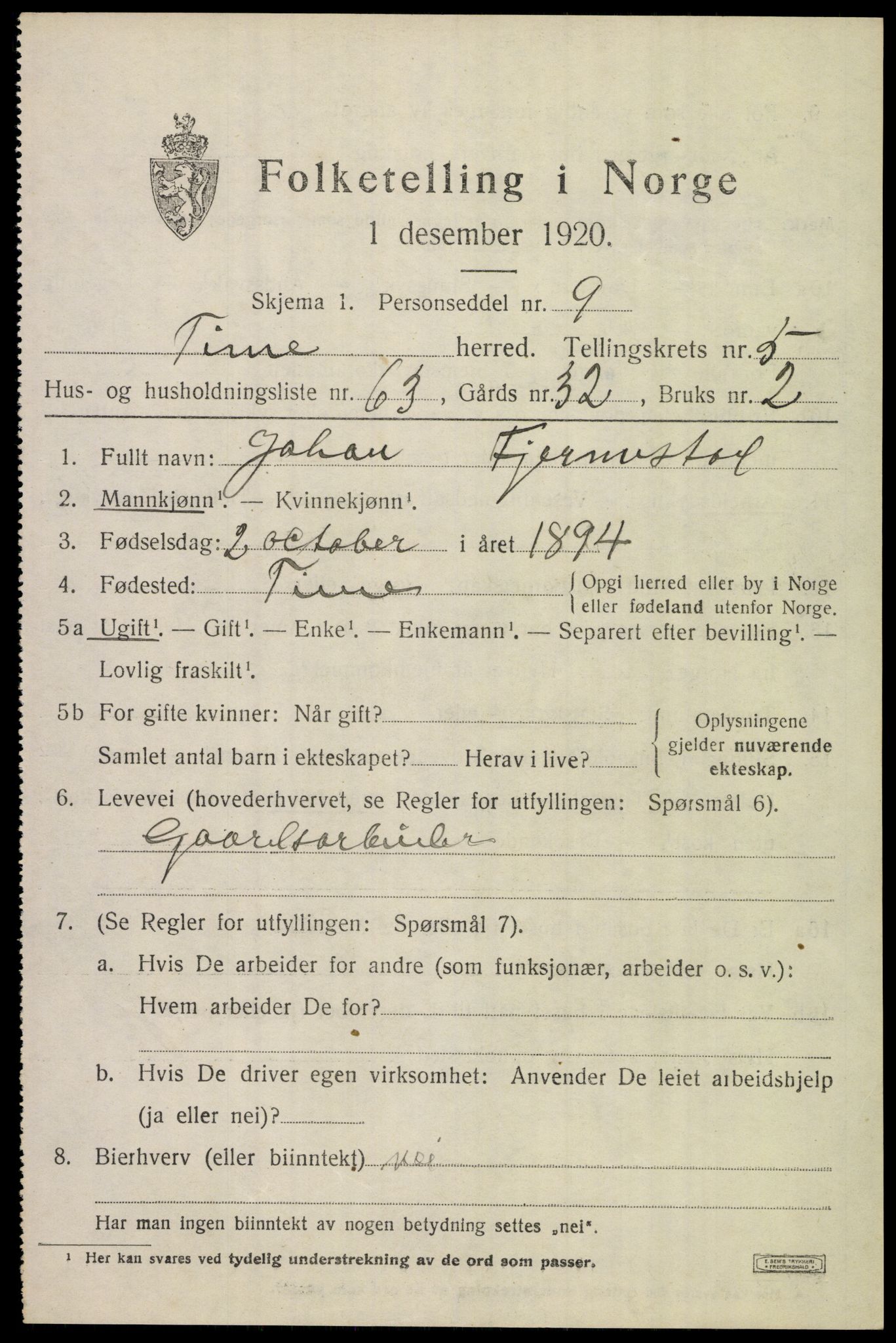 SAST, 1920 census for Time, 1920, p. 6961