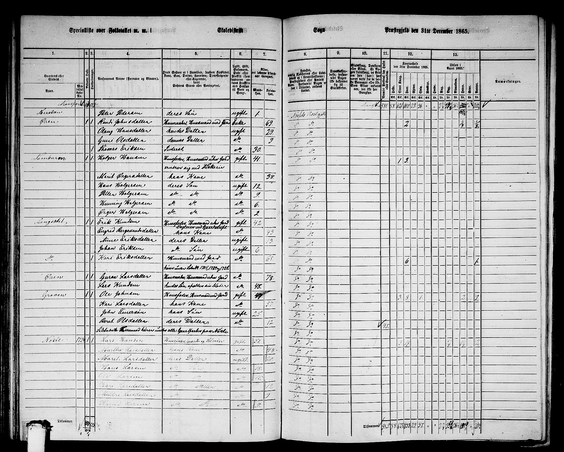 RA, 1865 census for Nesset, 1865, p. 117