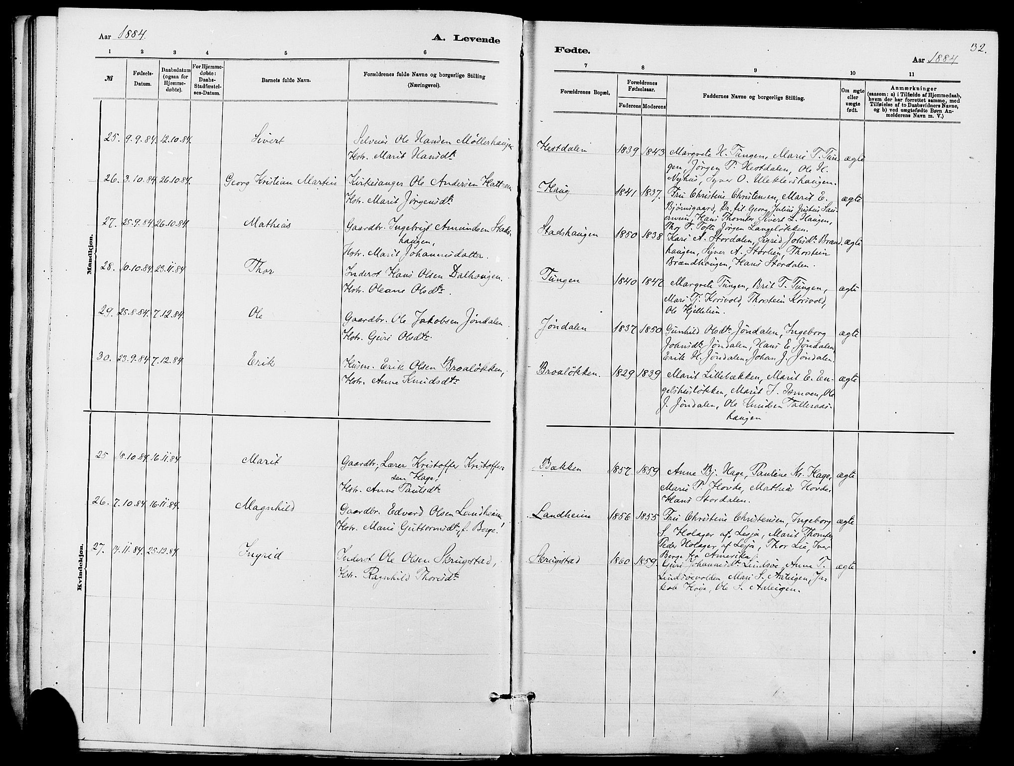 Dovre prestekontor, SAH/PREST-066/H/Ha/Haa/L0002: Parish register (official) no. 2, 1879-1890, p. 32