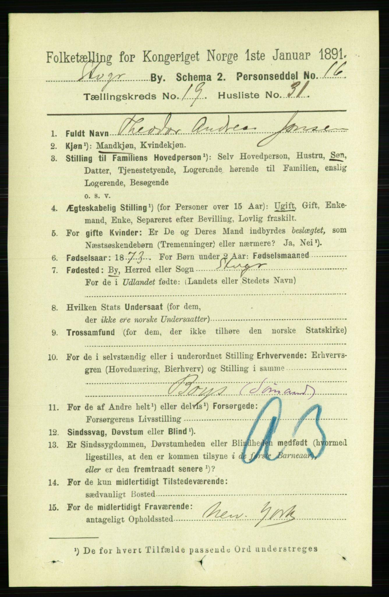 RA, 1891 census for 1103 Stavanger, 1891, p. 22801