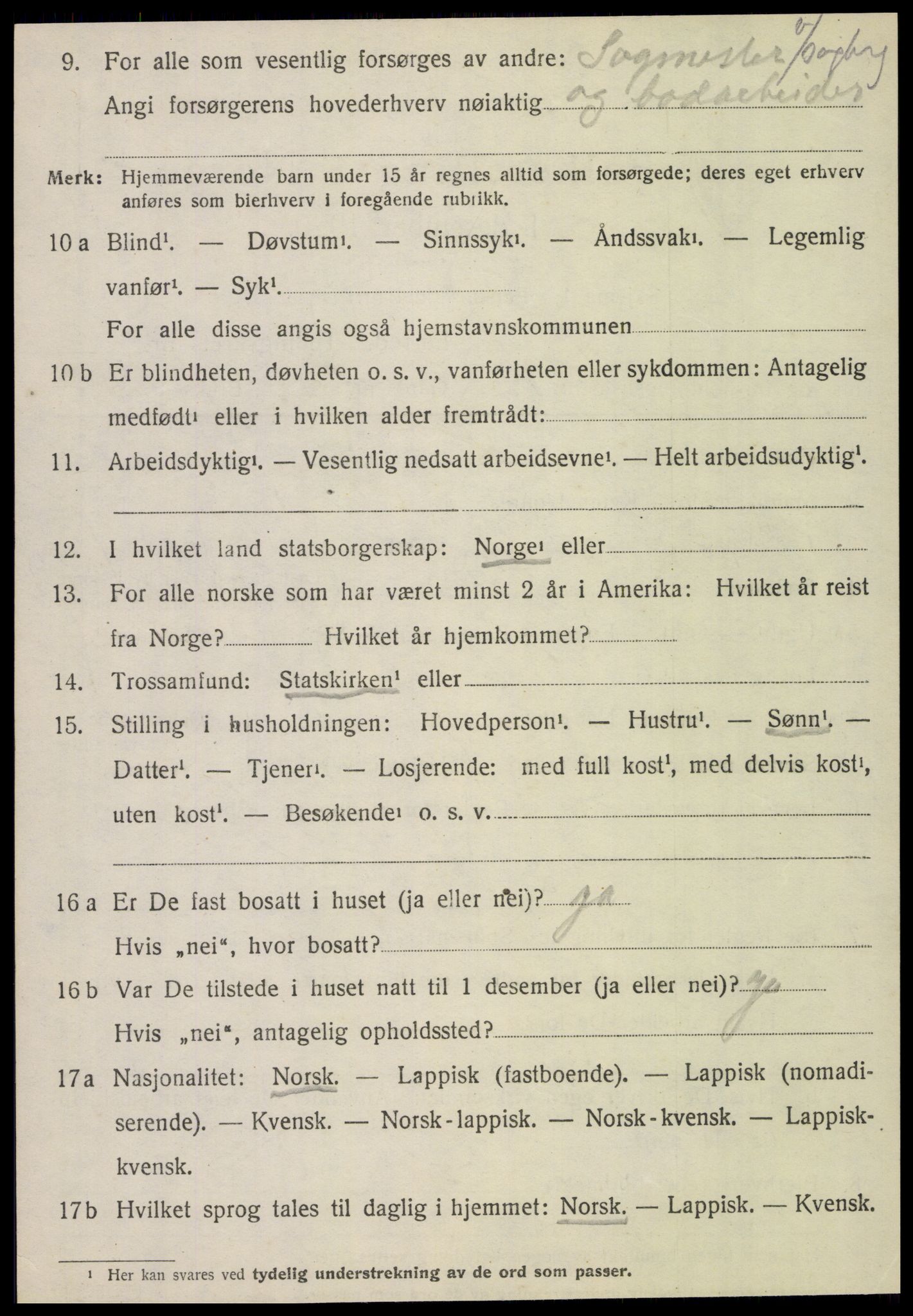 SAT, 1920 census for Vefsn, 1920, p. 10632