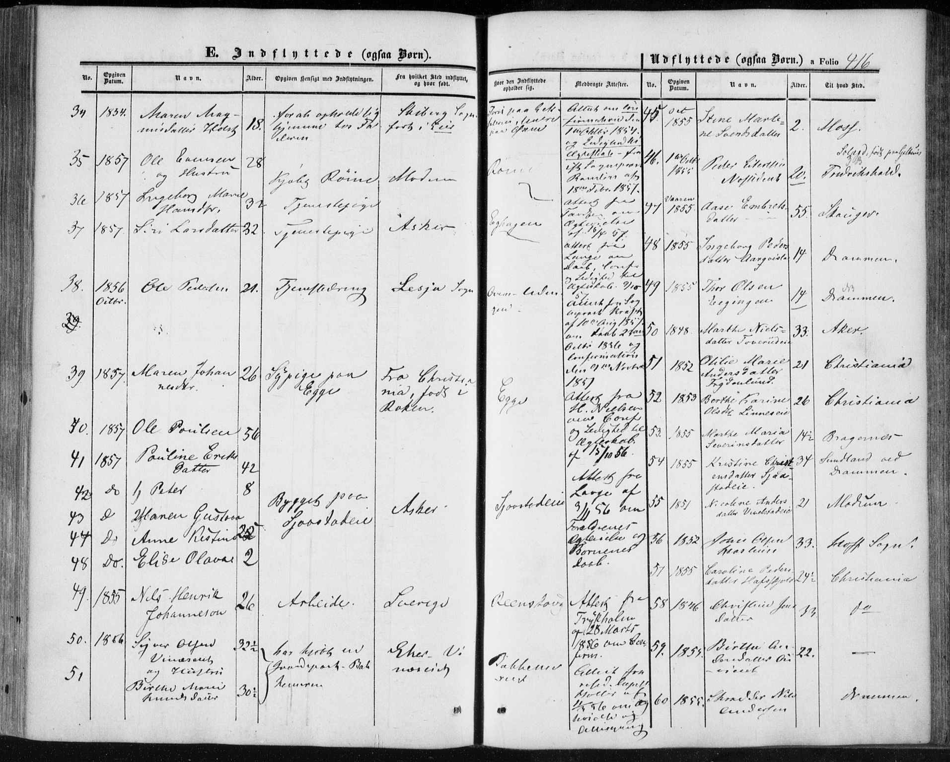 Lier kirkebøker, SAKO/A-230/F/Fa/L0012: Parish register (official) no. I 12, 1854-1864, p. 416