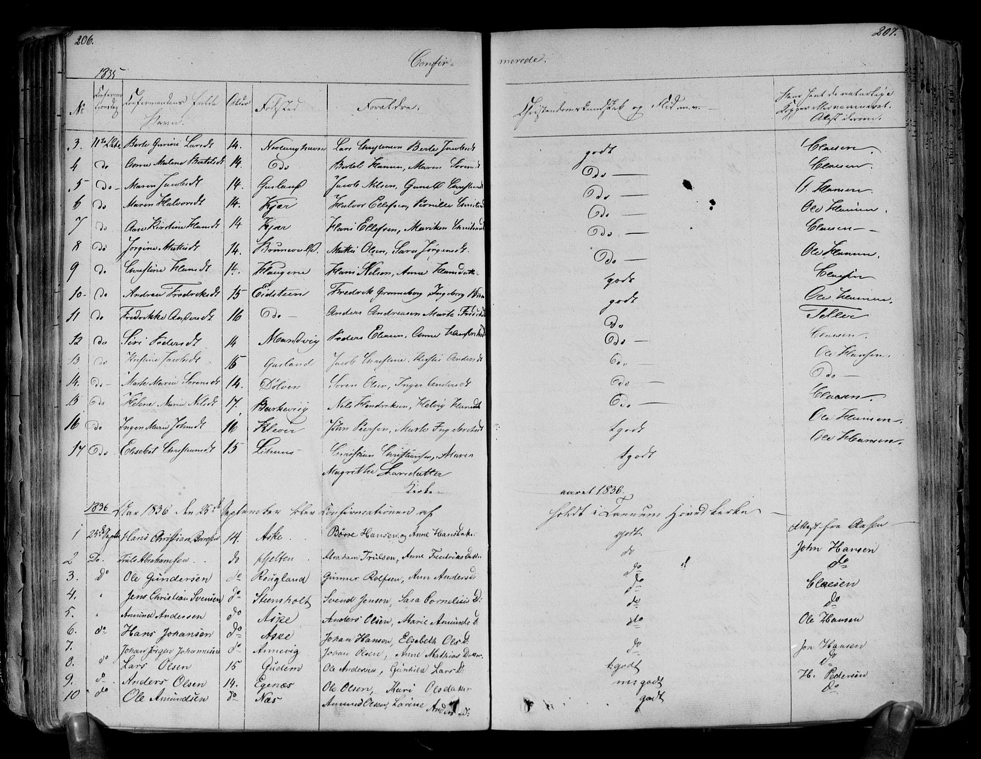 Brunlanes kirkebøker, SAKO/A-342/F/Fa/L0003: Parish register (official) no. I 3, 1834-1845, p. 206-207