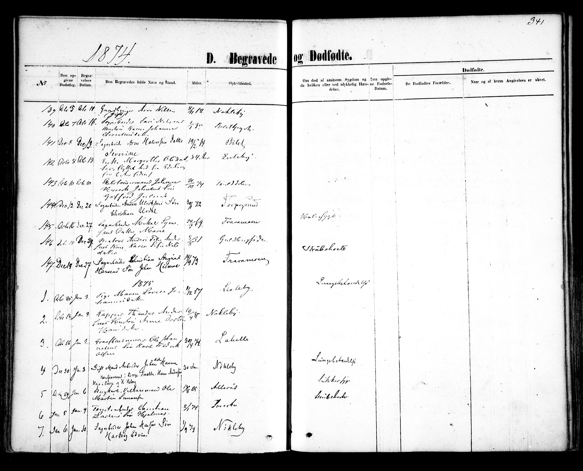 Glemmen prestekontor Kirkebøker, SAO/A-10908/F/Fa/L0009: Parish register (official) no. 9, 1871-1878, p. 341