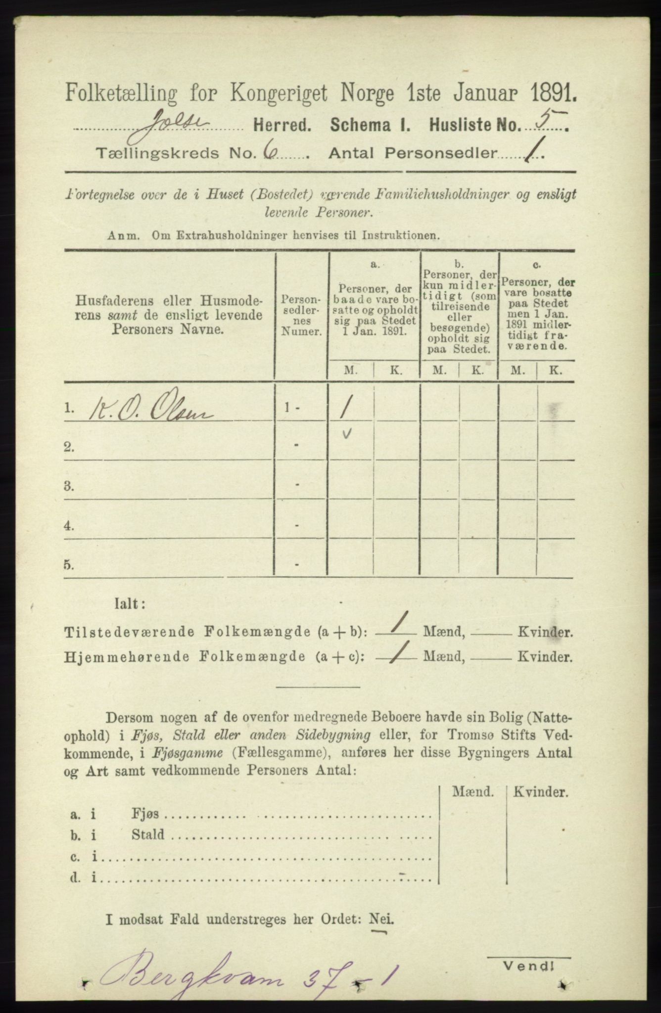 RA, 1891 census for 1138 Jelsa, 1891, p. 1158