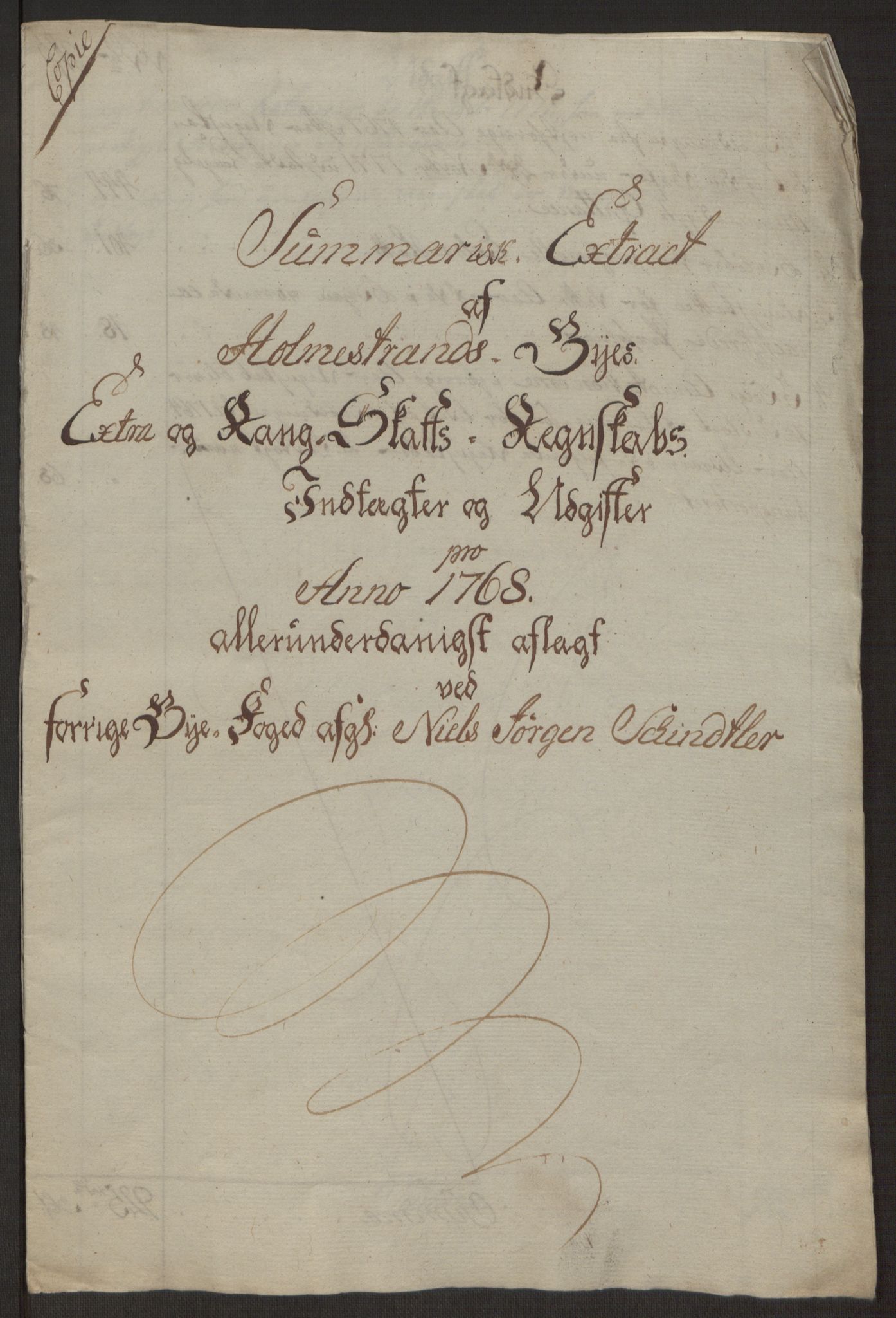 Rentekammeret inntil 1814, Reviderte regnskaper, Byregnskaper, AV/RA-EA-4066/R/Rh/L0163/0001: [H4] Kontribusjonsregnskap / Ekstraskatt, Holmestrand, 1762-1772, p. 381