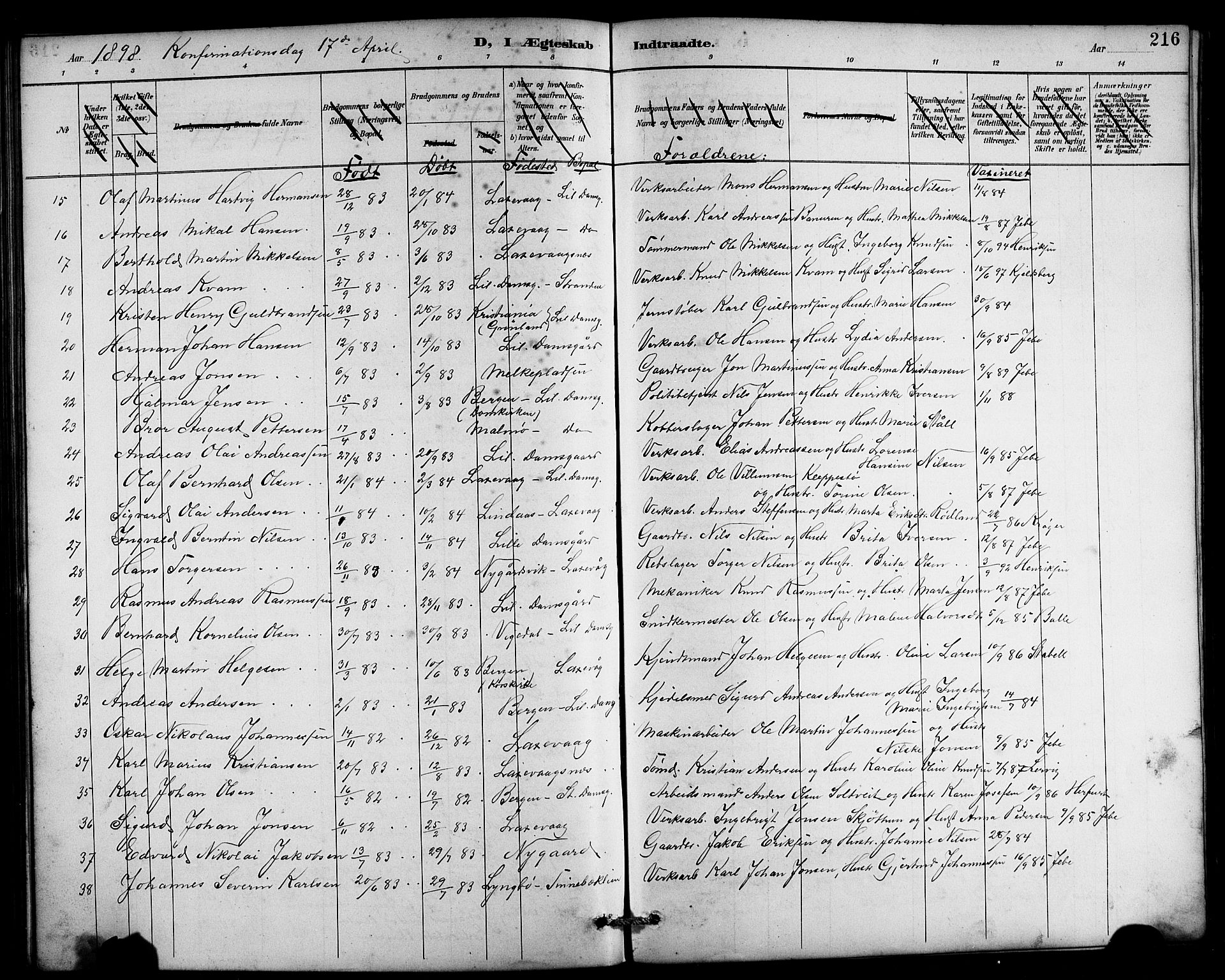 Laksevåg Sokneprestembete, SAB/A-76501/H/Ha/Hab/Haba/L0003: Parish register (copy) no. A 3, 1887-1899, p. 216