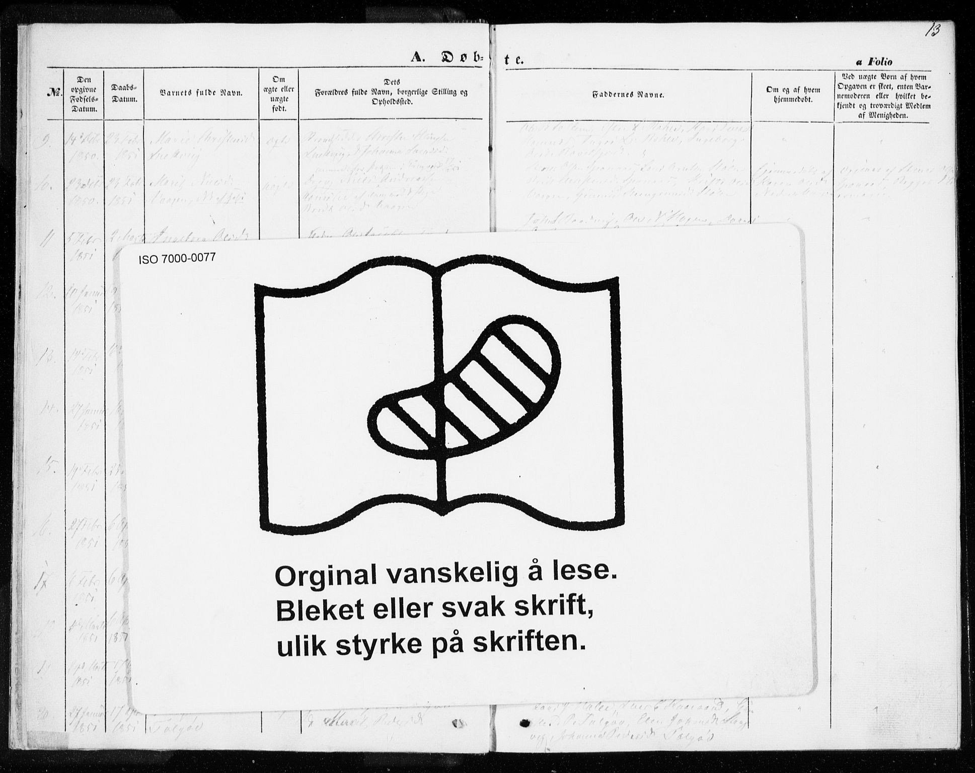 Ministerialprotokoller, klokkerbøker og fødselsregistre - Møre og Romsdal, SAT/A-1454/592/L1026: Parish register (official) no. 592A04, 1849-1867, p. 13