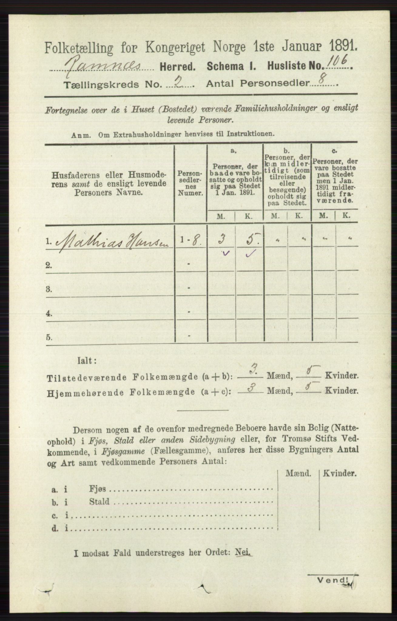 RA, 1891 census for 0718 Ramnes, 1891, p. 560