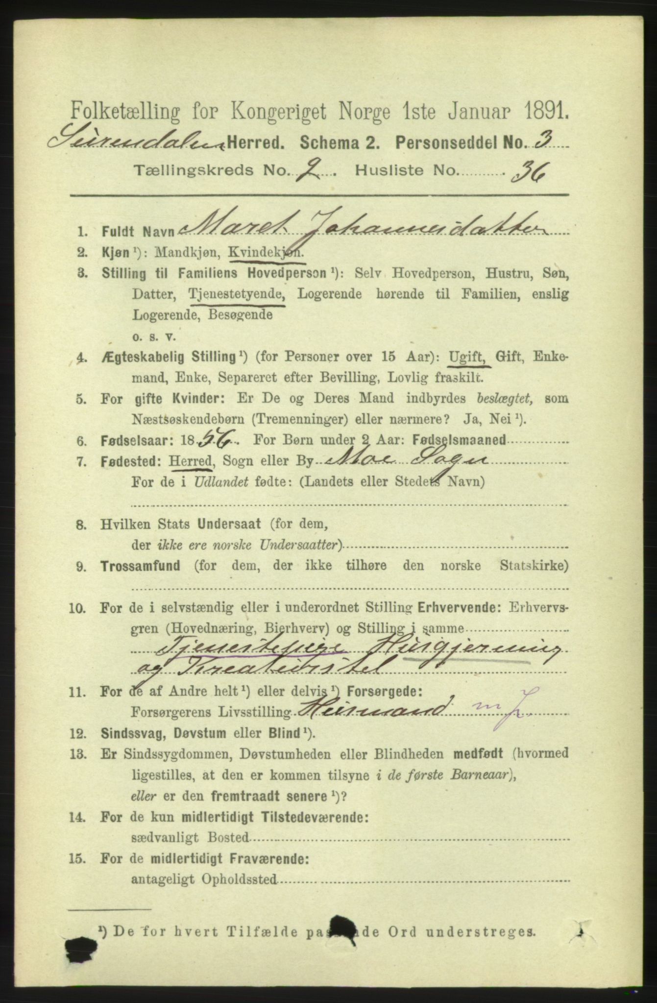 RA, 1891 census for 1566 Surnadal, 1891, p. 741