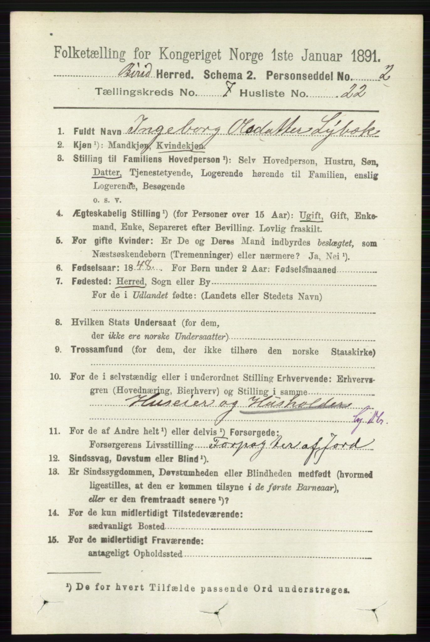 RA, 1891 census for 0525 Biri, 1891, p. 2581