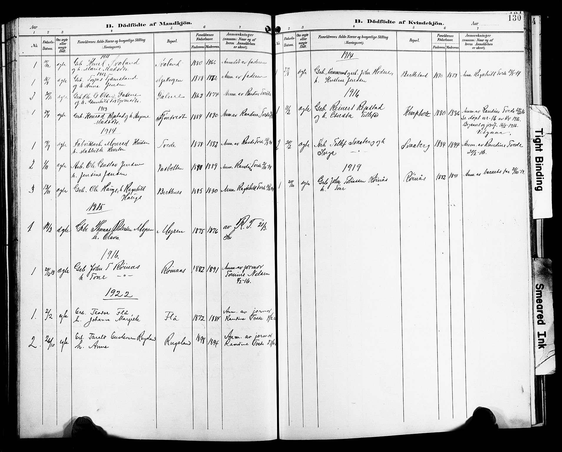 Birkenes sokneprestkontor, SAK/1111-0004/F/Fb/L0004: Parish register (copy) no. B 4, 1893-1930, p. 130