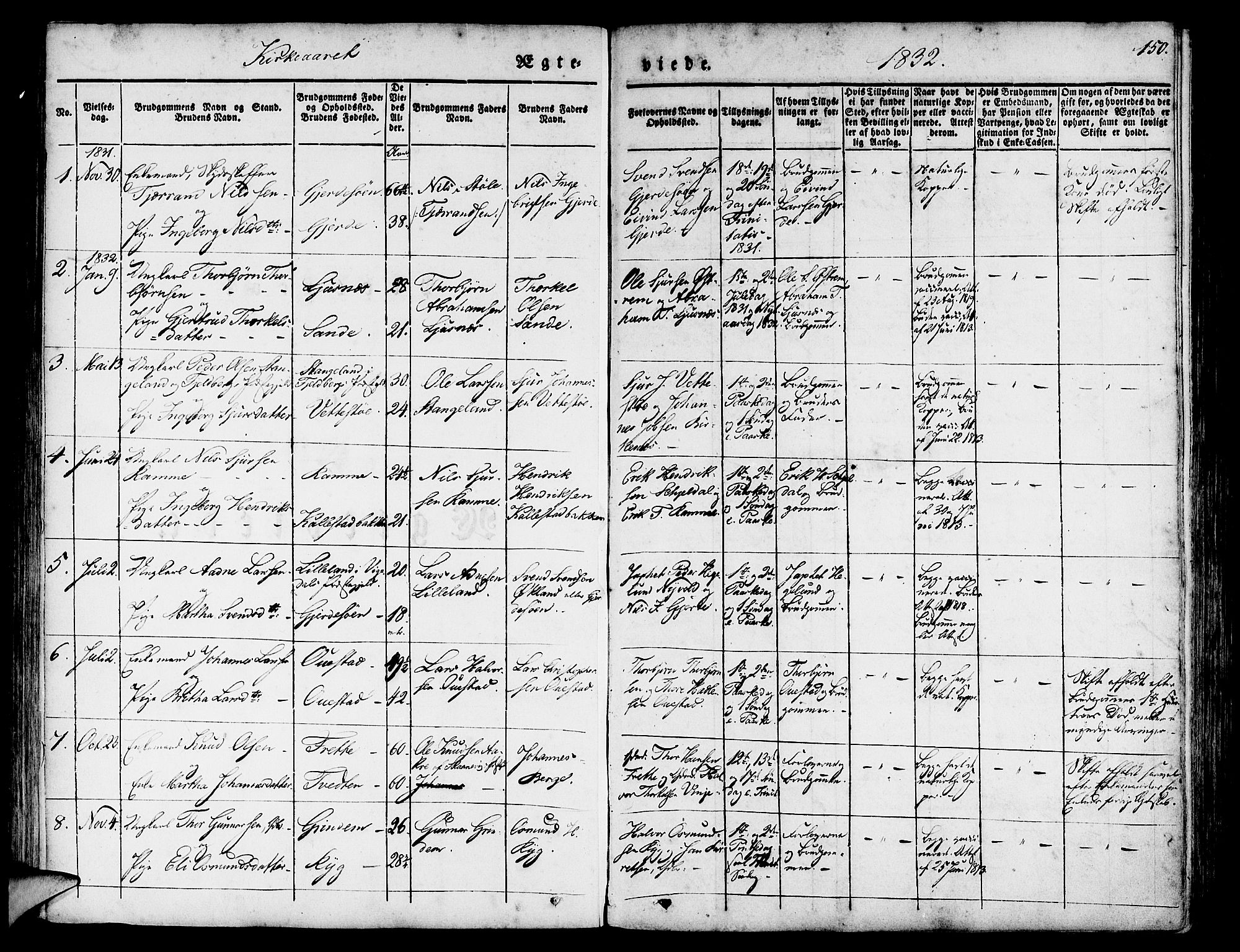 Etne sokneprestembete, SAB/A-75001/H/Haa: Parish register (official) no. A 7, 1831-1847, p. 150