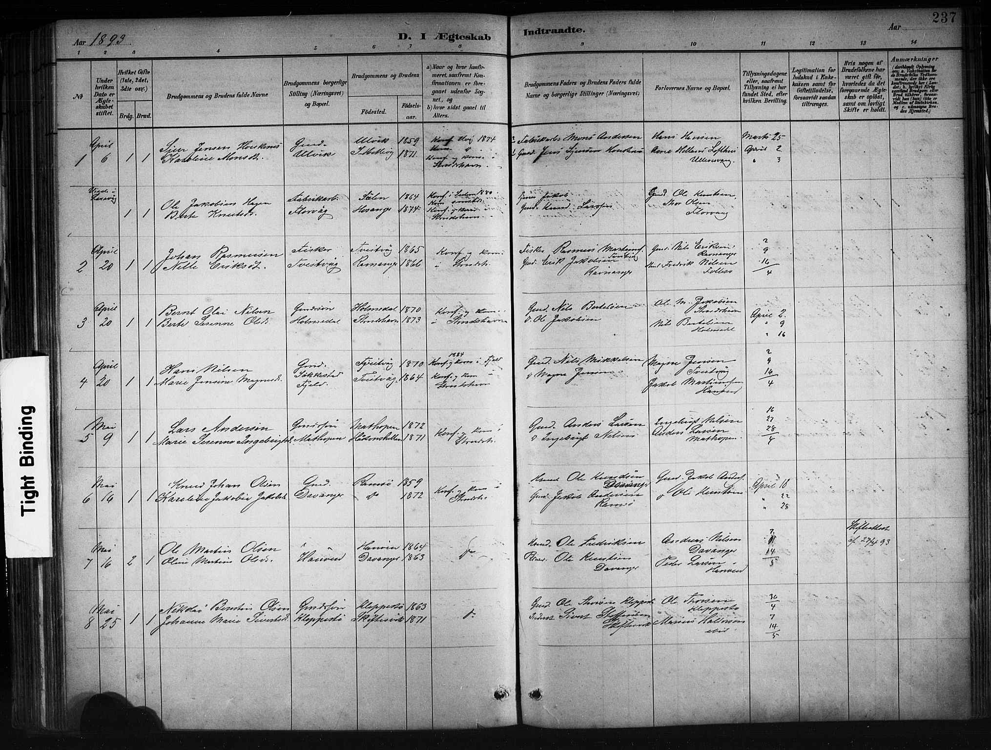 Askøy Sokneprestembete, AV/SAB-A-74101/H/Ha/Hab/Haba/L0008: Parish register (copy) no. A 8, 1882-1893, p. 237
